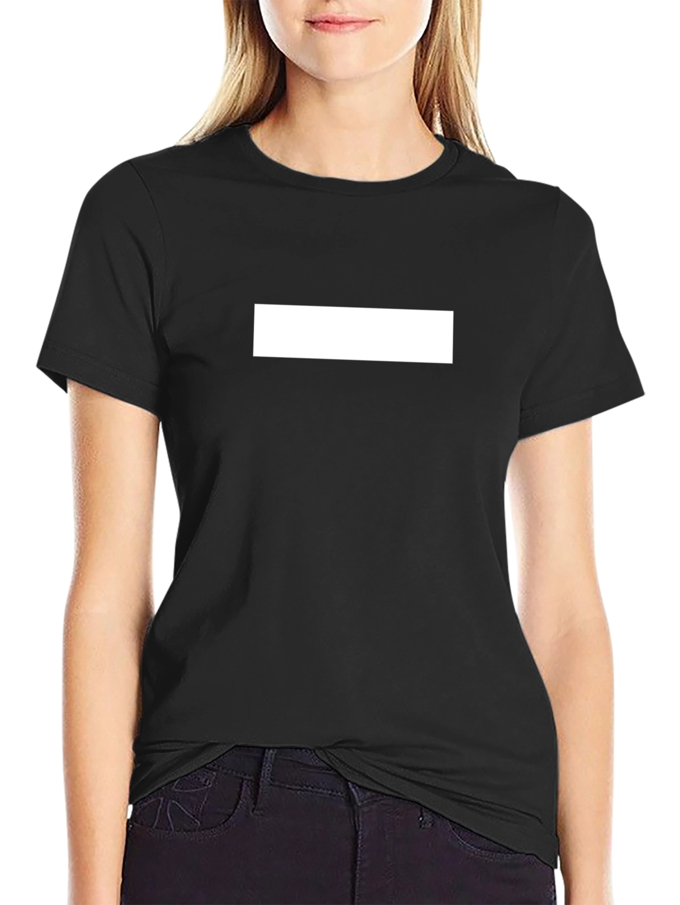 Black T-Shirt with White Rectangle