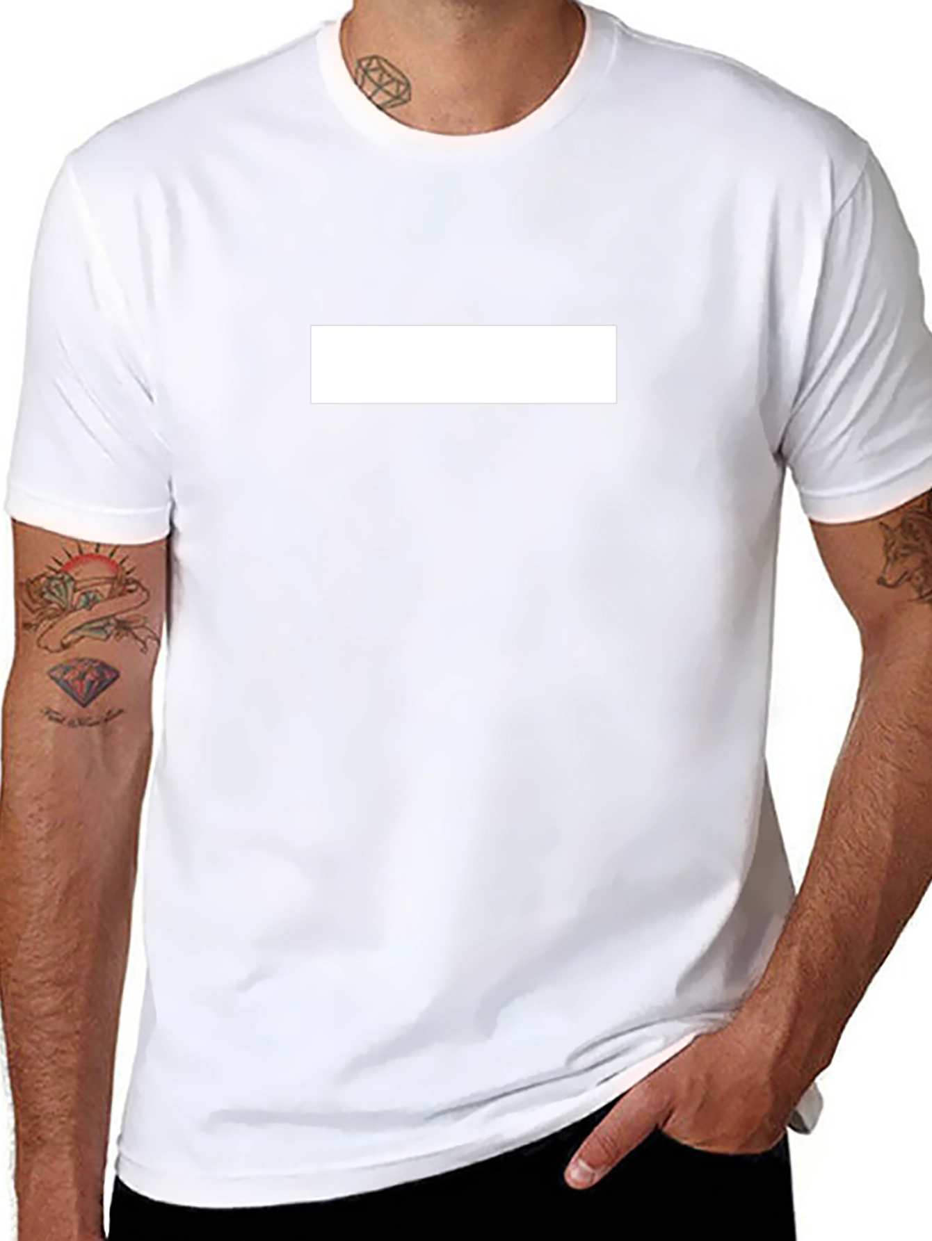 Black T-Shirt with White Rectangle