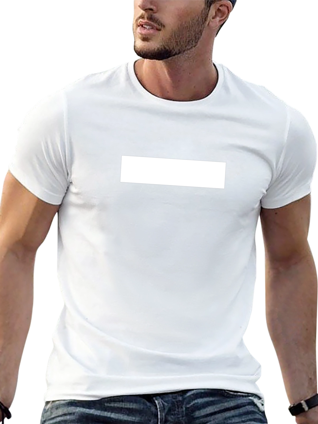 Black T-Shirt with White Rectangle