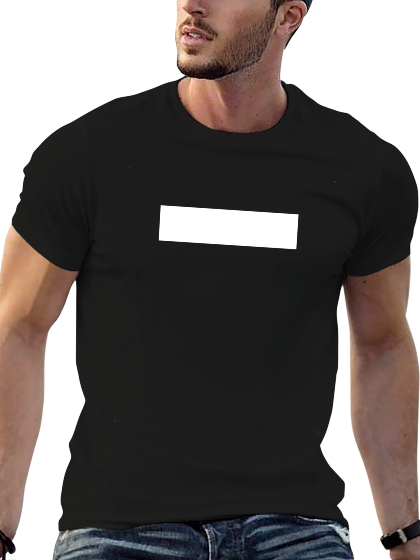 Black T-Shirt with White Rectangle