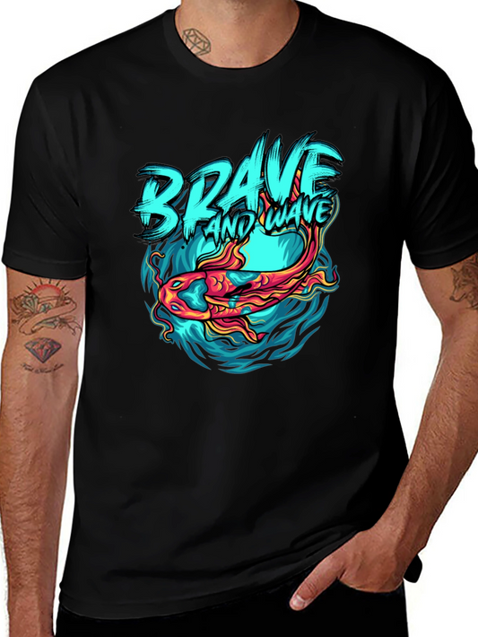 Brave Wave Graphic Print Crew Neck T-Shirt