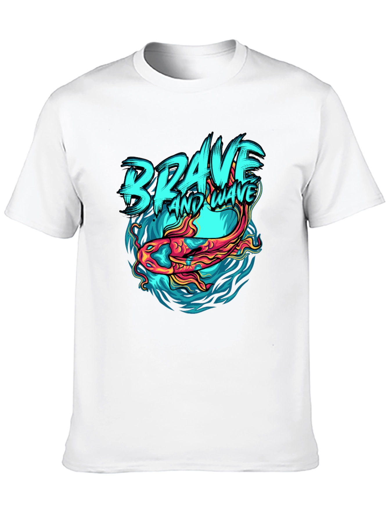 Brave Wave Graphic Print Crew Neck T-Shirt
