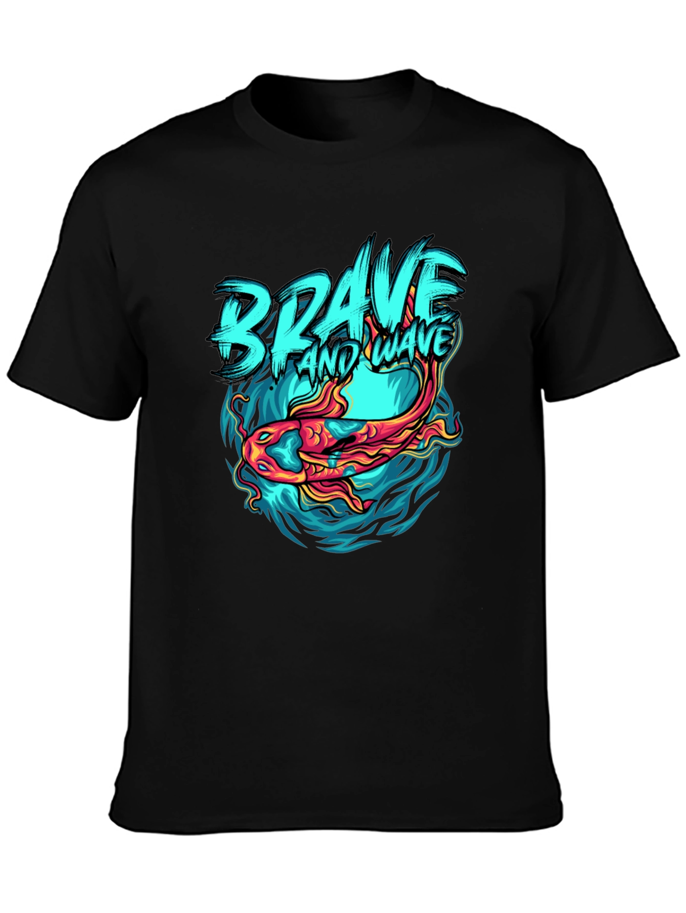 Brave Wave Graphic Print Crew Neck T-Shirt