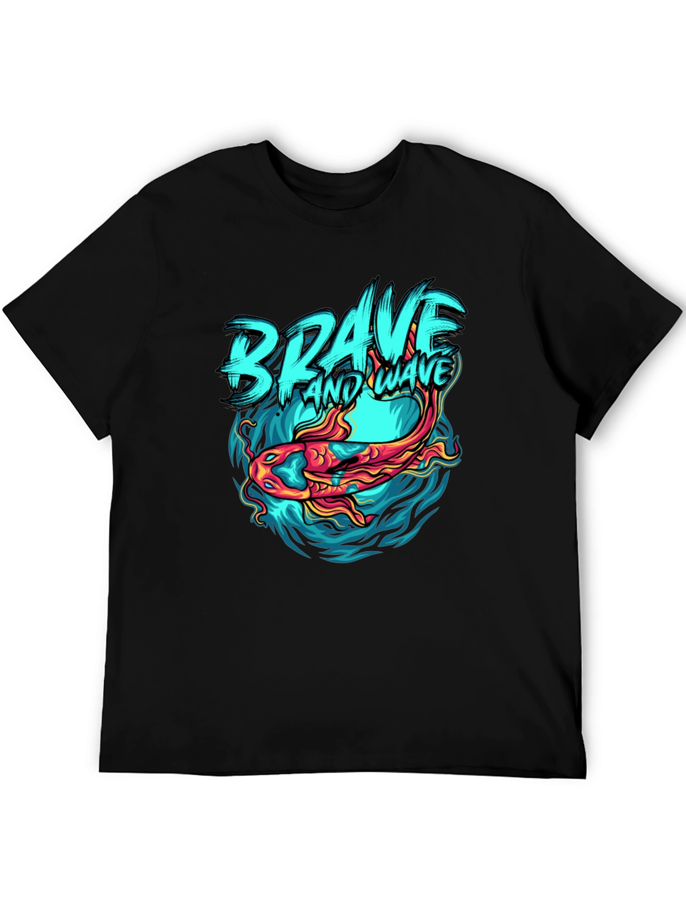 Brave Wave Graphic Print Crew Neck T-Shirt