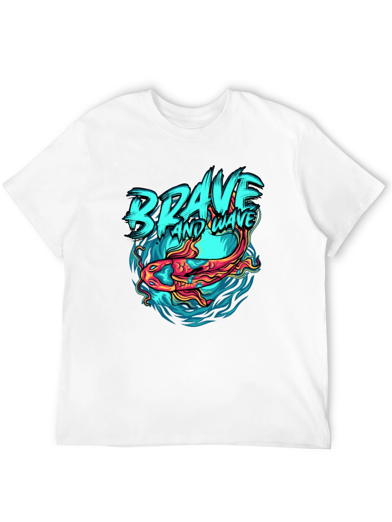 Brave Wave Graphic Print Crew Neck T-Shirt