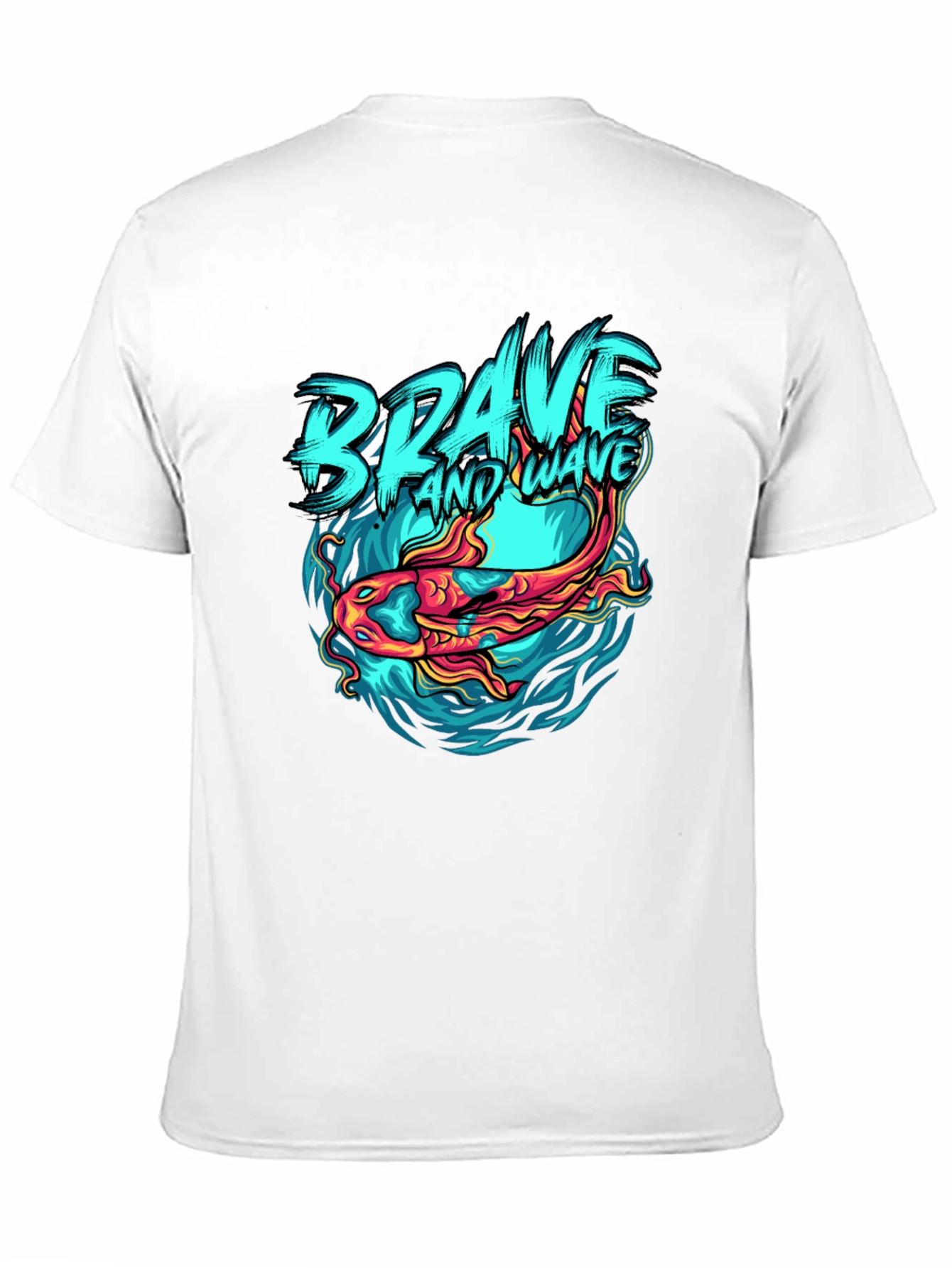 Brave Wave Graphic Print Crew Neck T-Shirt