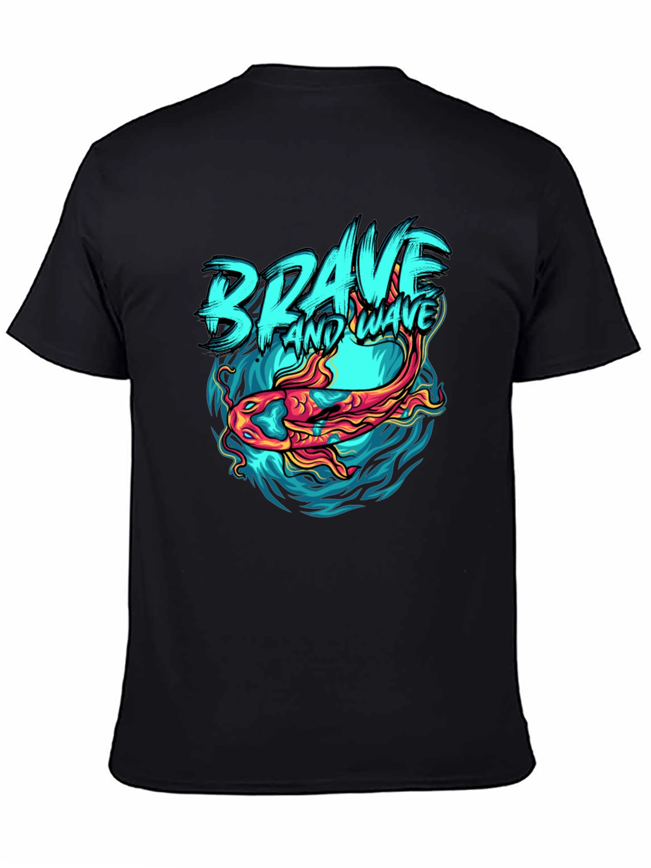 Brave Wave Graphic Print Crew Neck T-Shirt