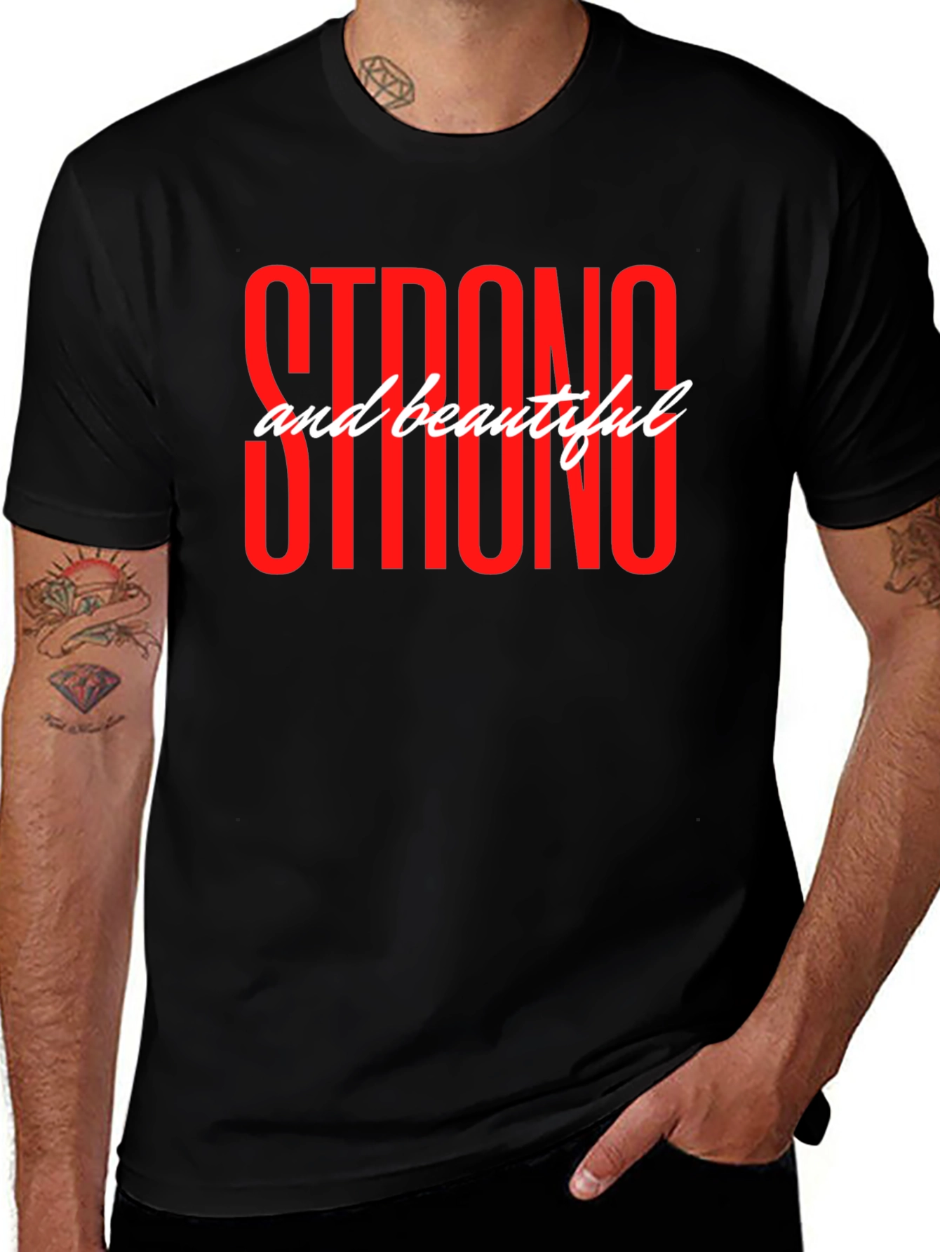 Strong and Beautiful Graphic T-Shirt - Black