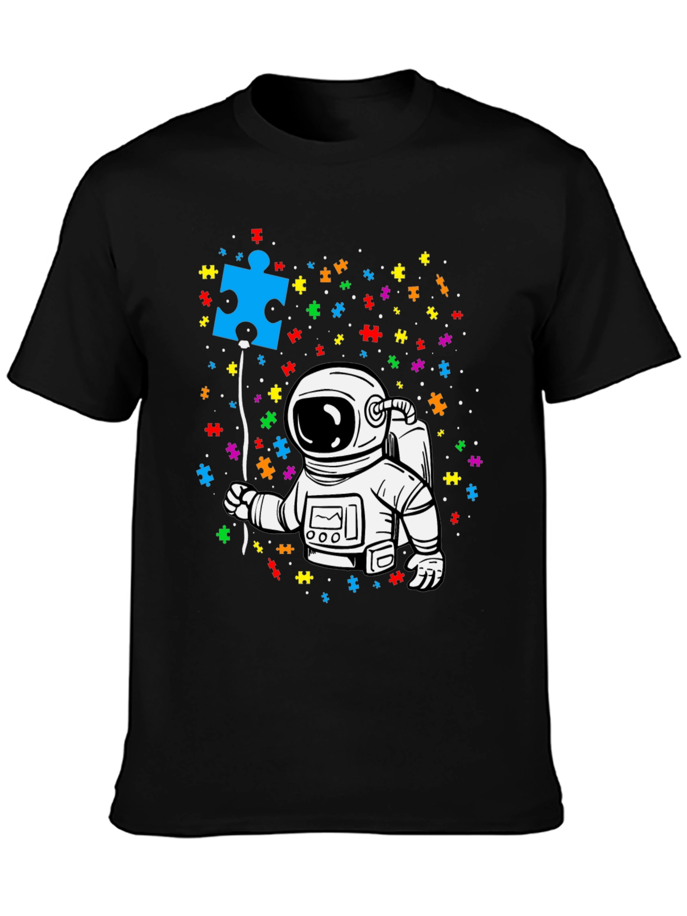 Autism Awareness Astronaut Puzzle Piece T-Shirt
