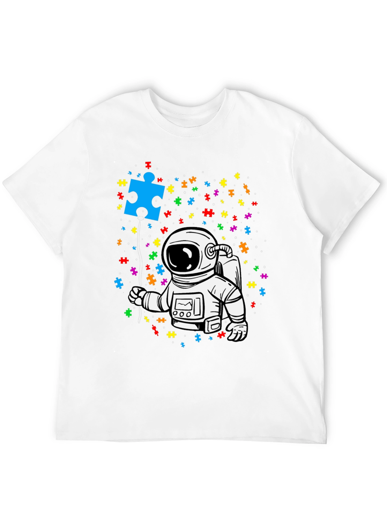 Autism Awareness Astronaut Puzzle Piece T-Shirt
