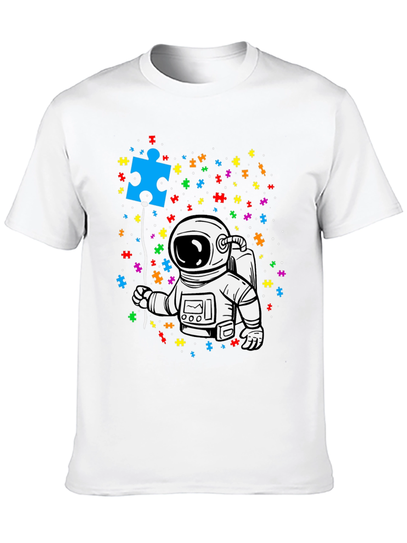 Autism Awareness Astronaut Puzzle Piece T-Shirt