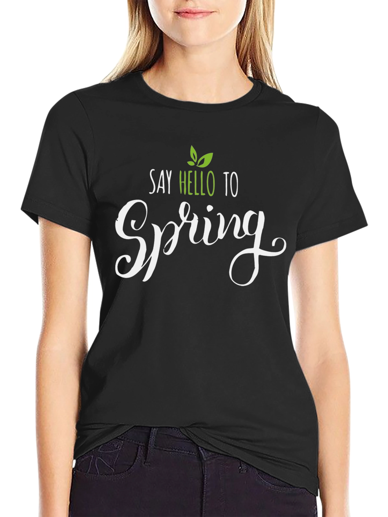 Say Hello to Spring Black T-Shirt