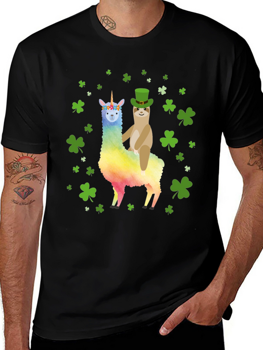St. Patricks Day Llama Sloth Graphic Tee