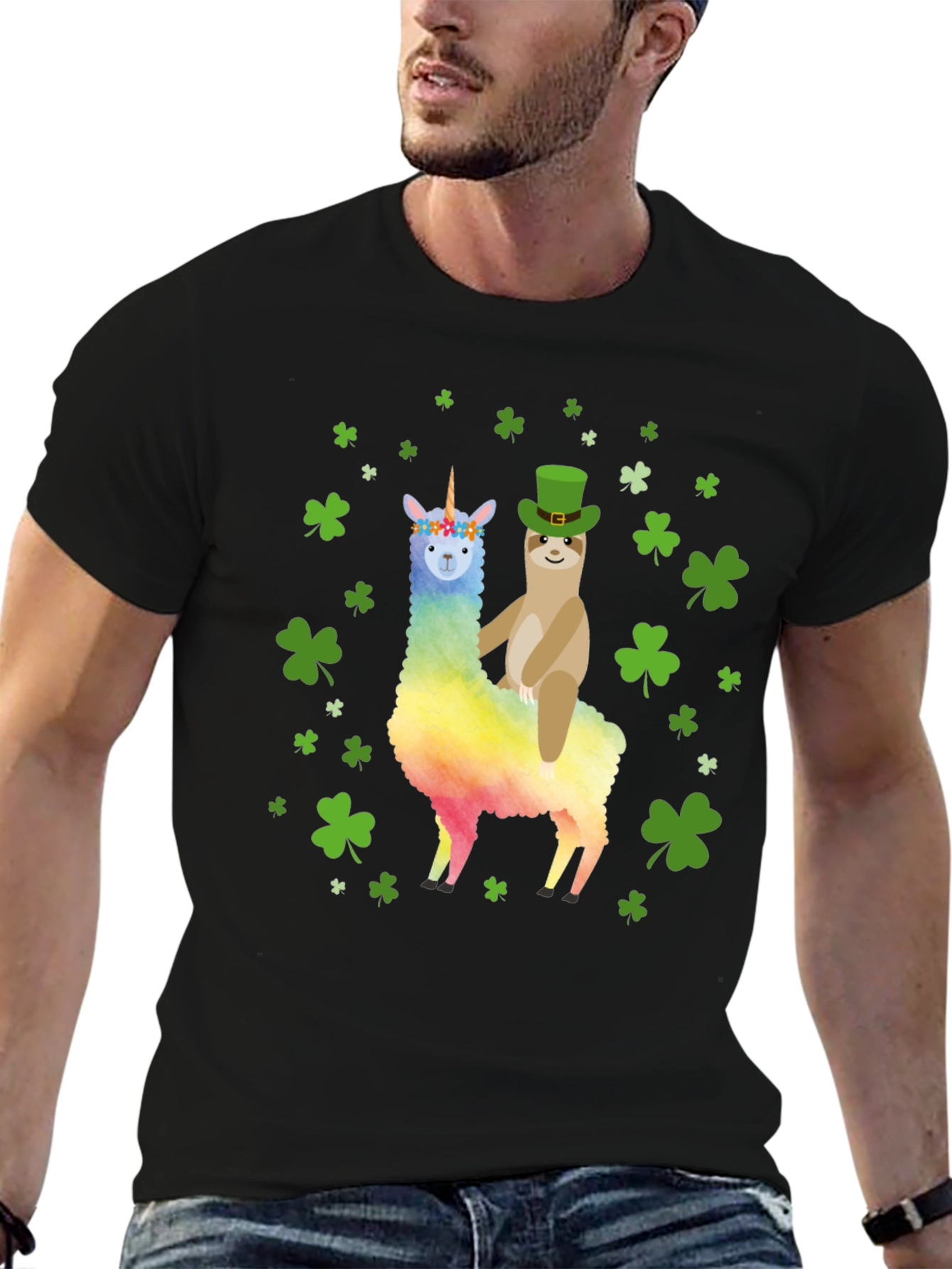 St. Patricks Day Llama Sloth Graphic Tee