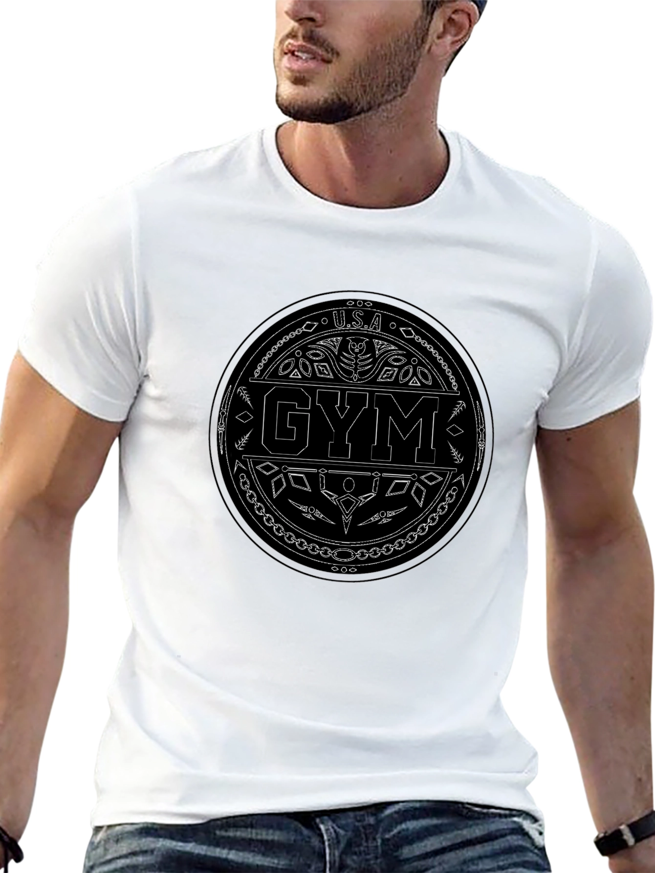 USA Gym Black T-Shirt - Stylish Workout Apparel
