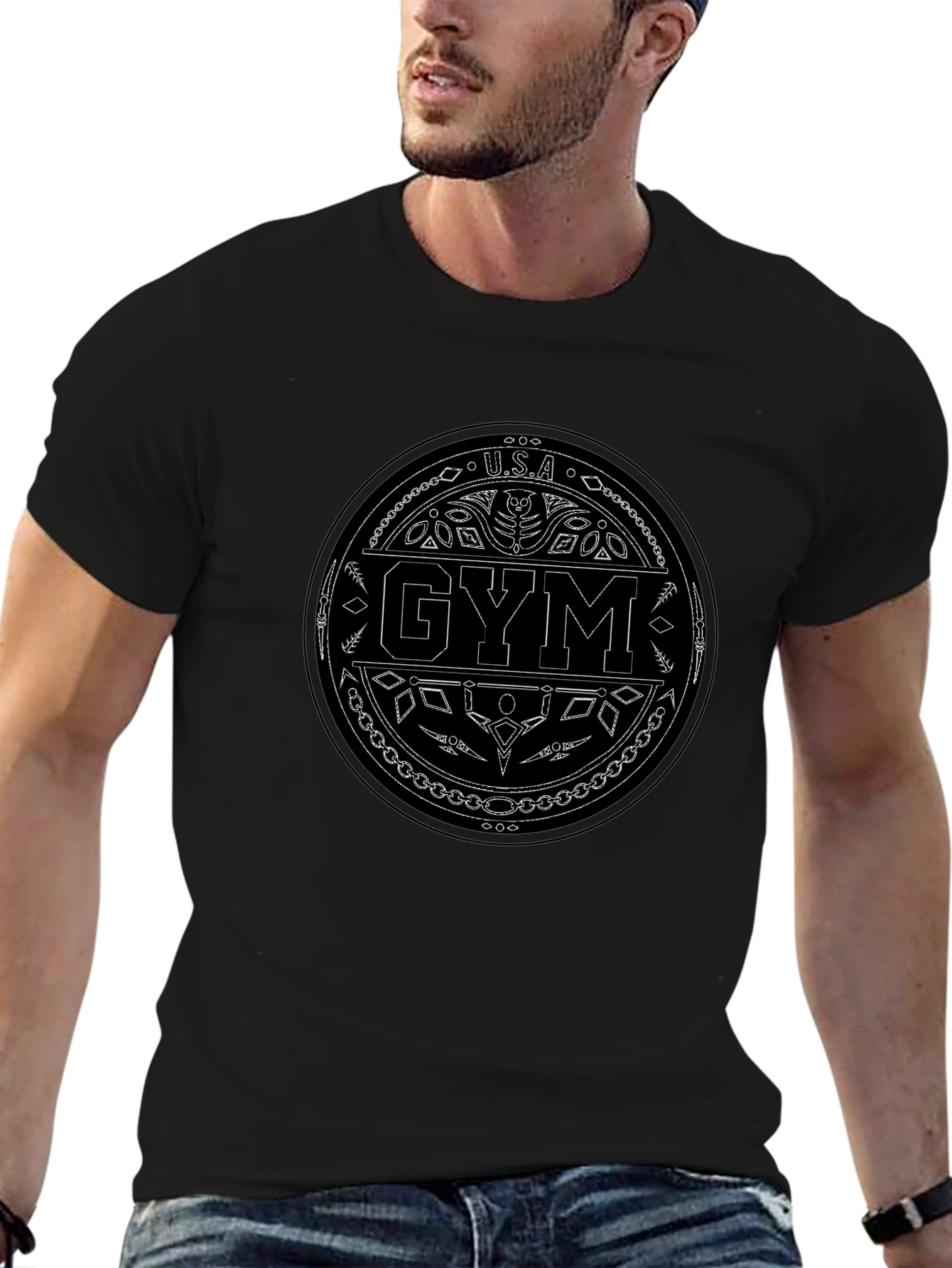 USA Gym Black T-Shirt - Stylish Workout Apparel