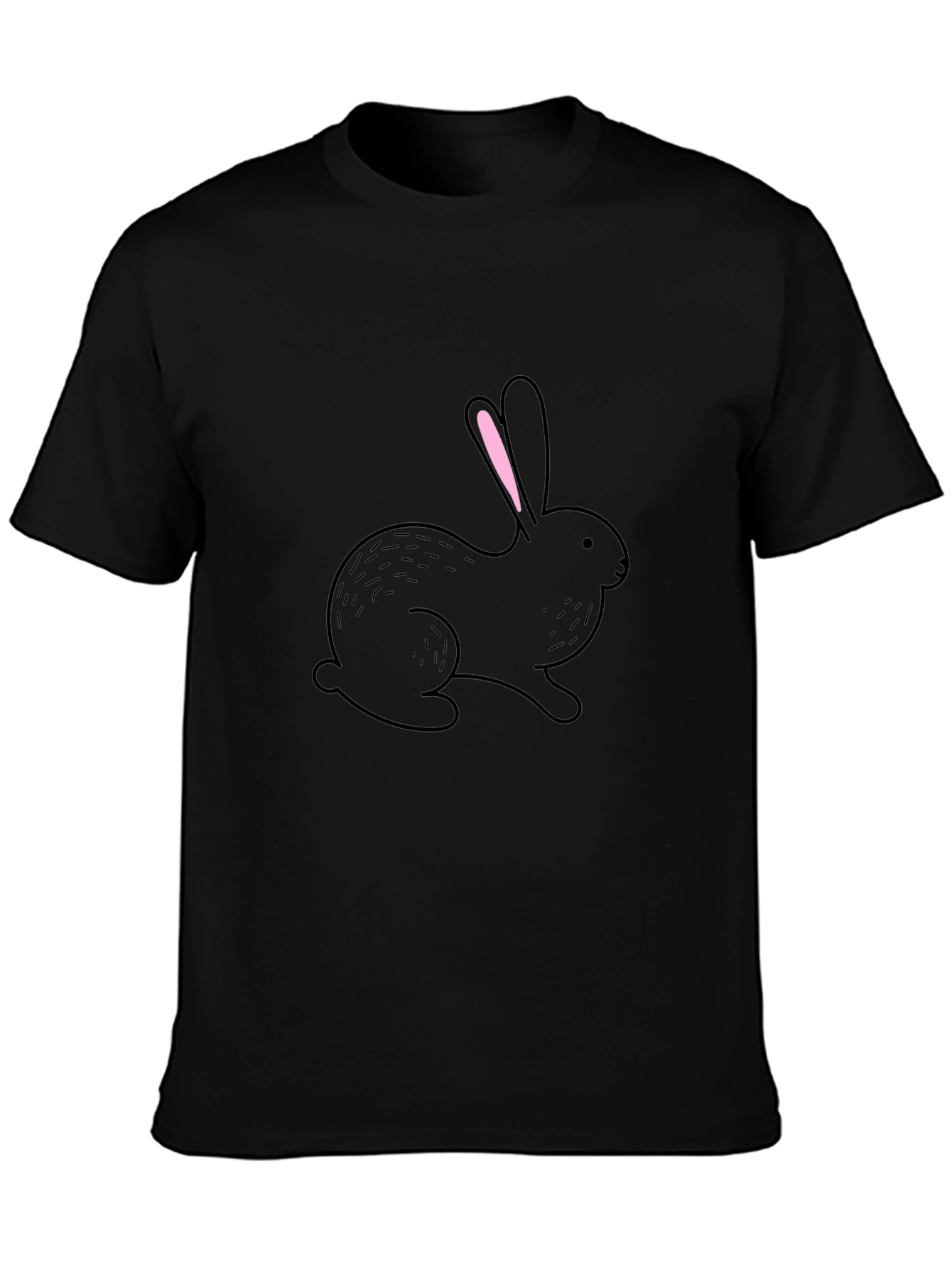 Black Bunny Graphic Tee - Soft Cotton Casual Wear