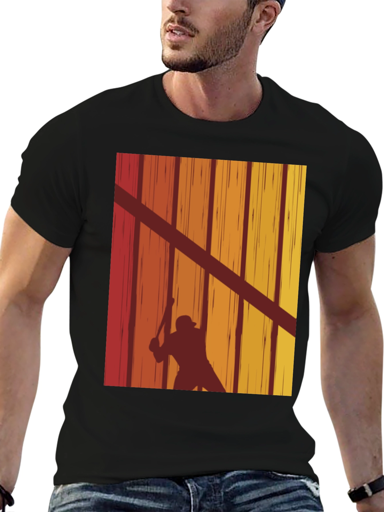Retro Baseball Player Silhouette T-Shirt
