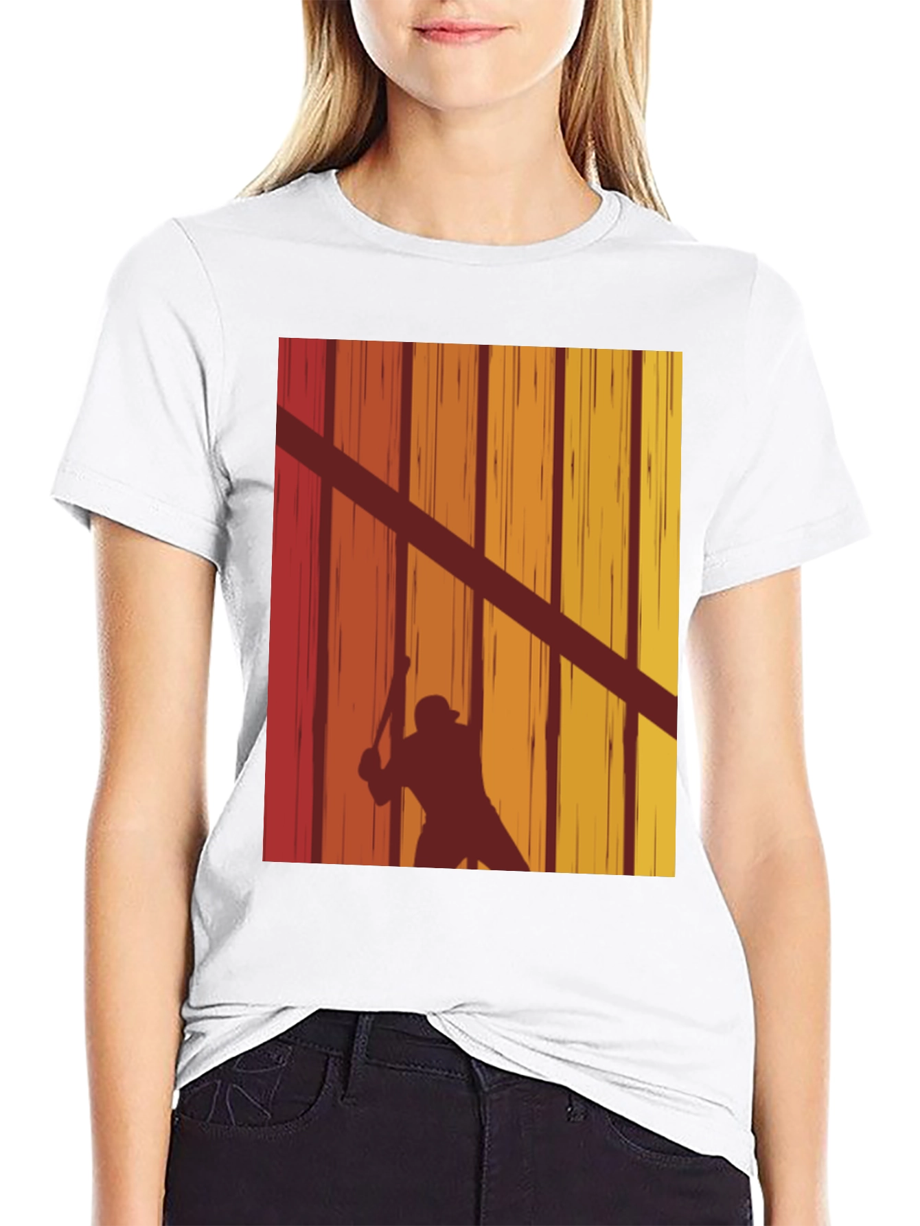 Retro Baseball Player Silhouette T-Shirt