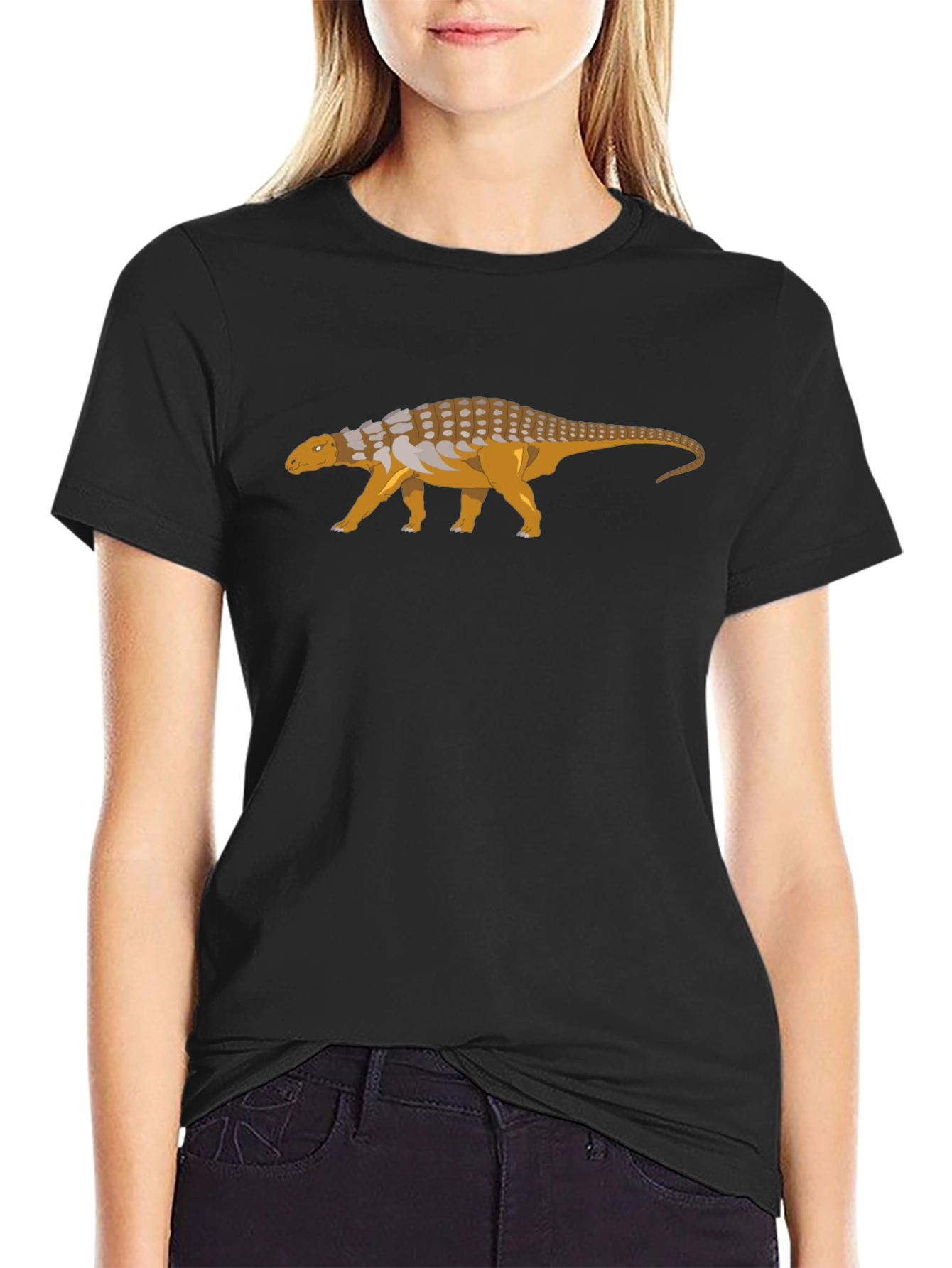 Ankylosaurus Dinosaur Graphic Tee - Black