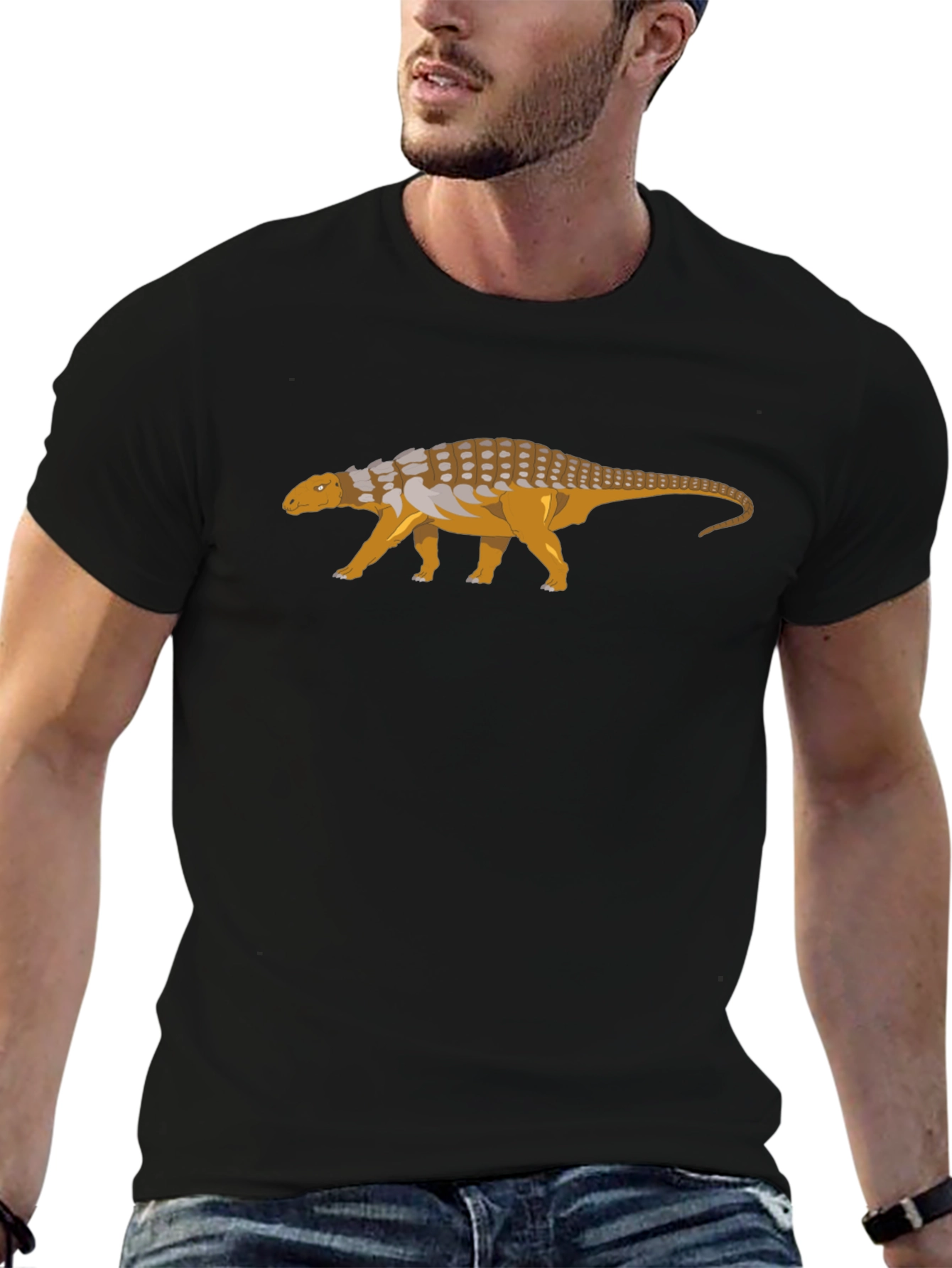Ankylosaurus Dinosaur Graphic Tee - Black