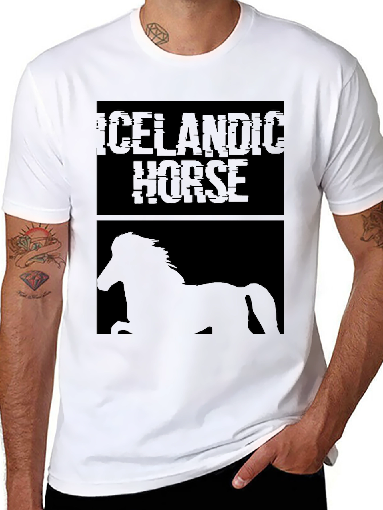 Icelandic Horse Graphic Tee - Mens Black T-Shirt