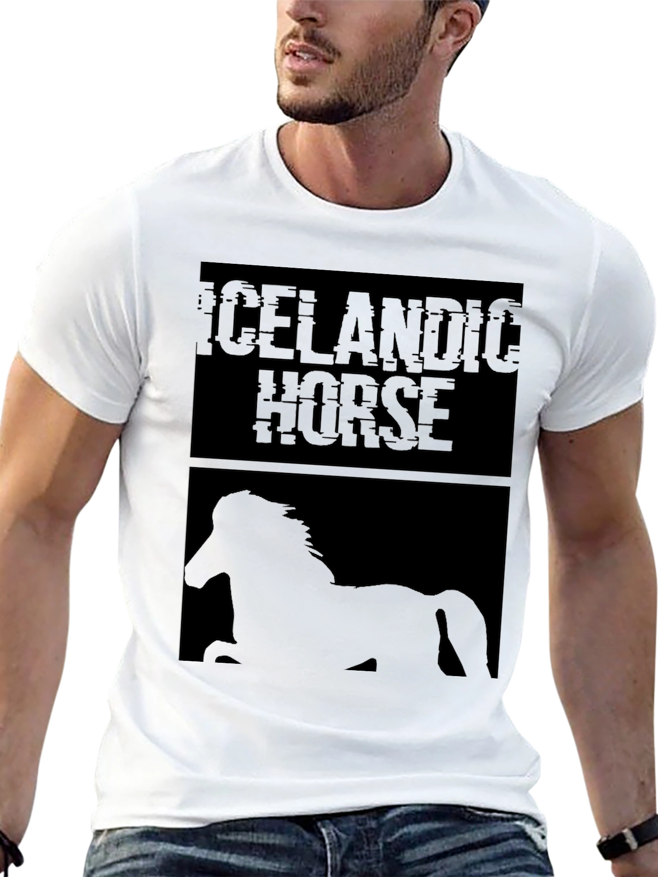 Icelandic Horse Graphic Tee - Mens Black T-Shirt