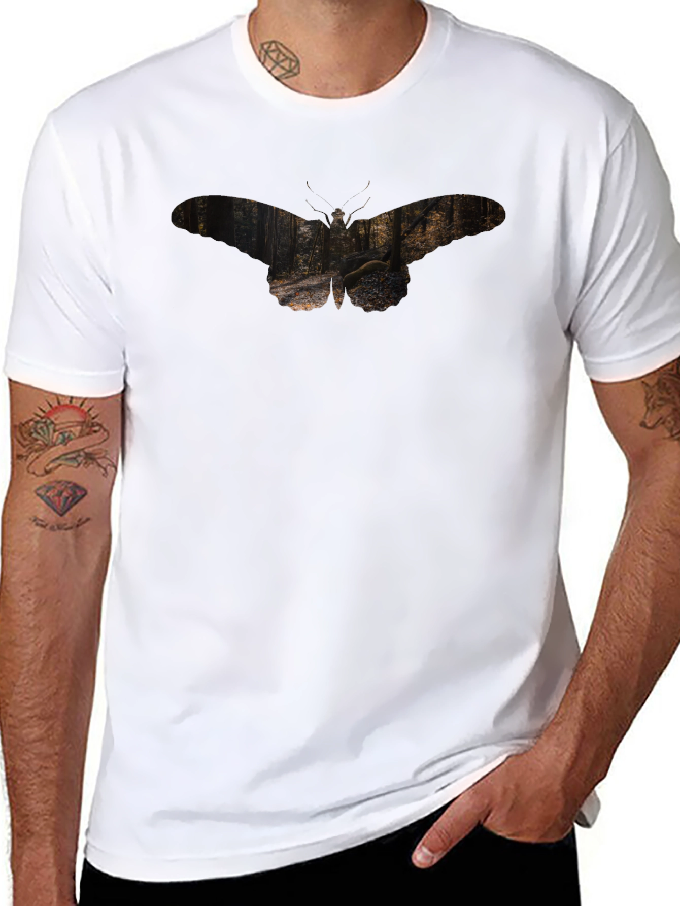 Nature Moth Graphic Tee - Soft Black T-Shirt