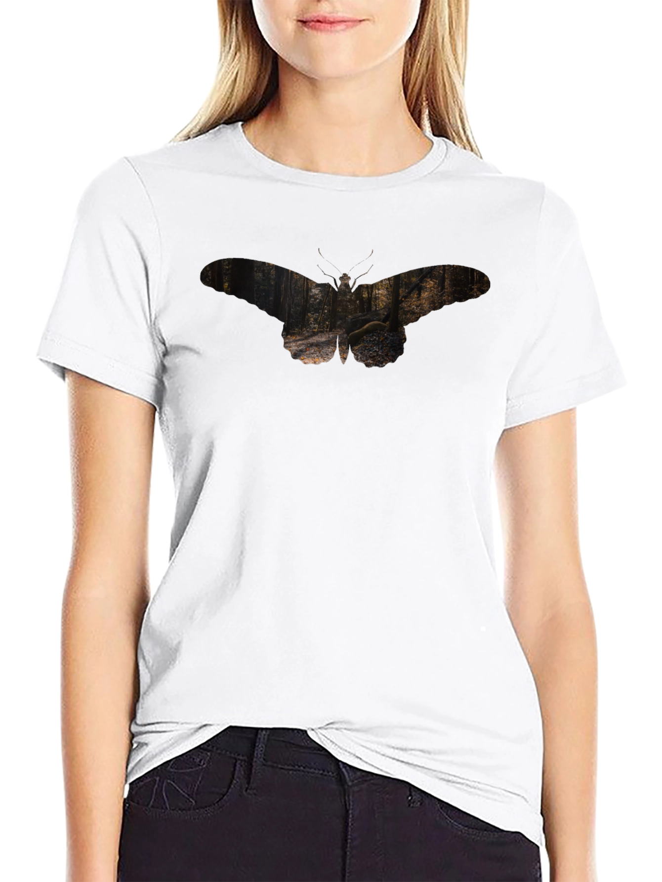 Nature Moth Graphic Tee - Soft Black T-Shirt