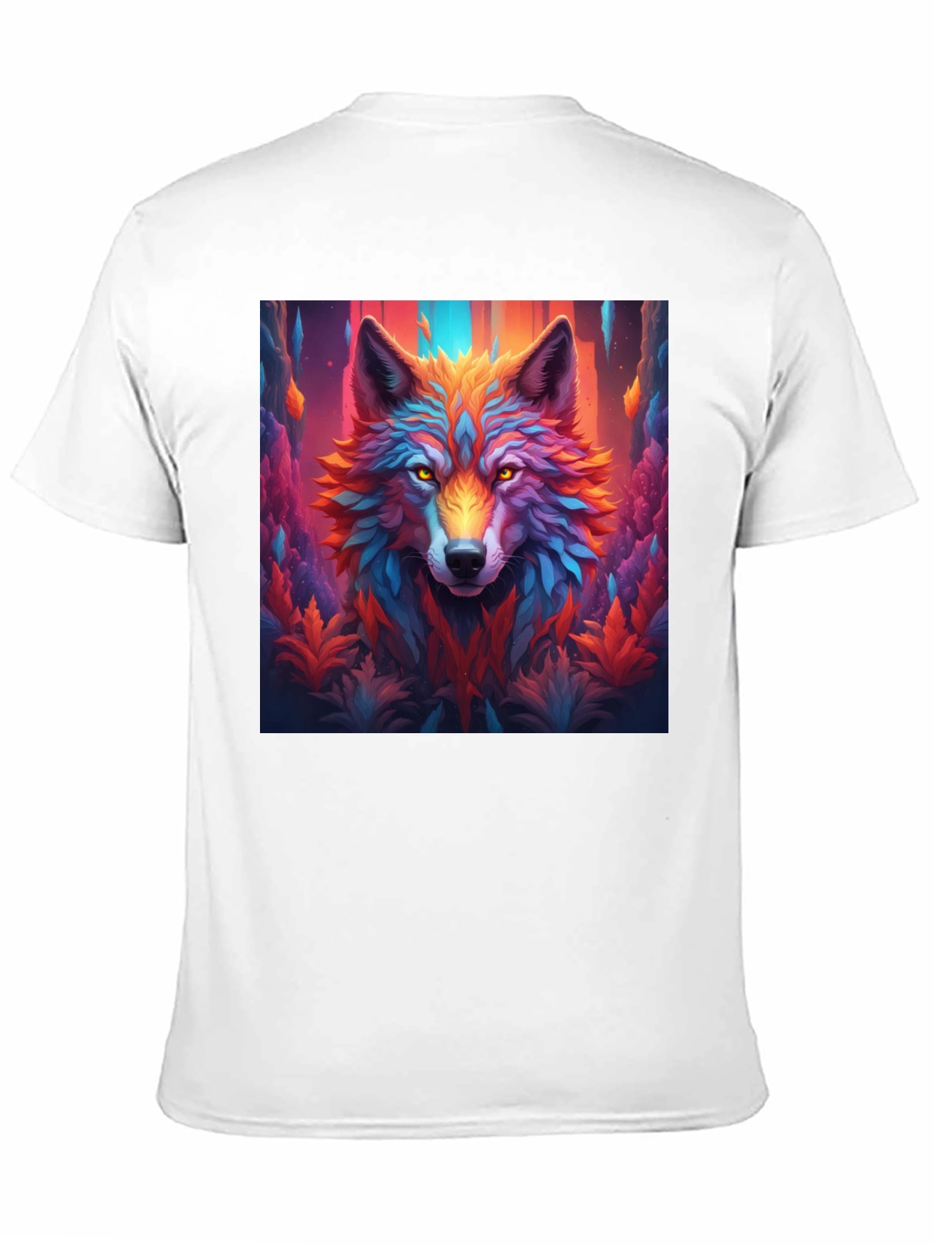 Vibrant Wolf Graphic Black T-Shirt - Eye-Catching Design