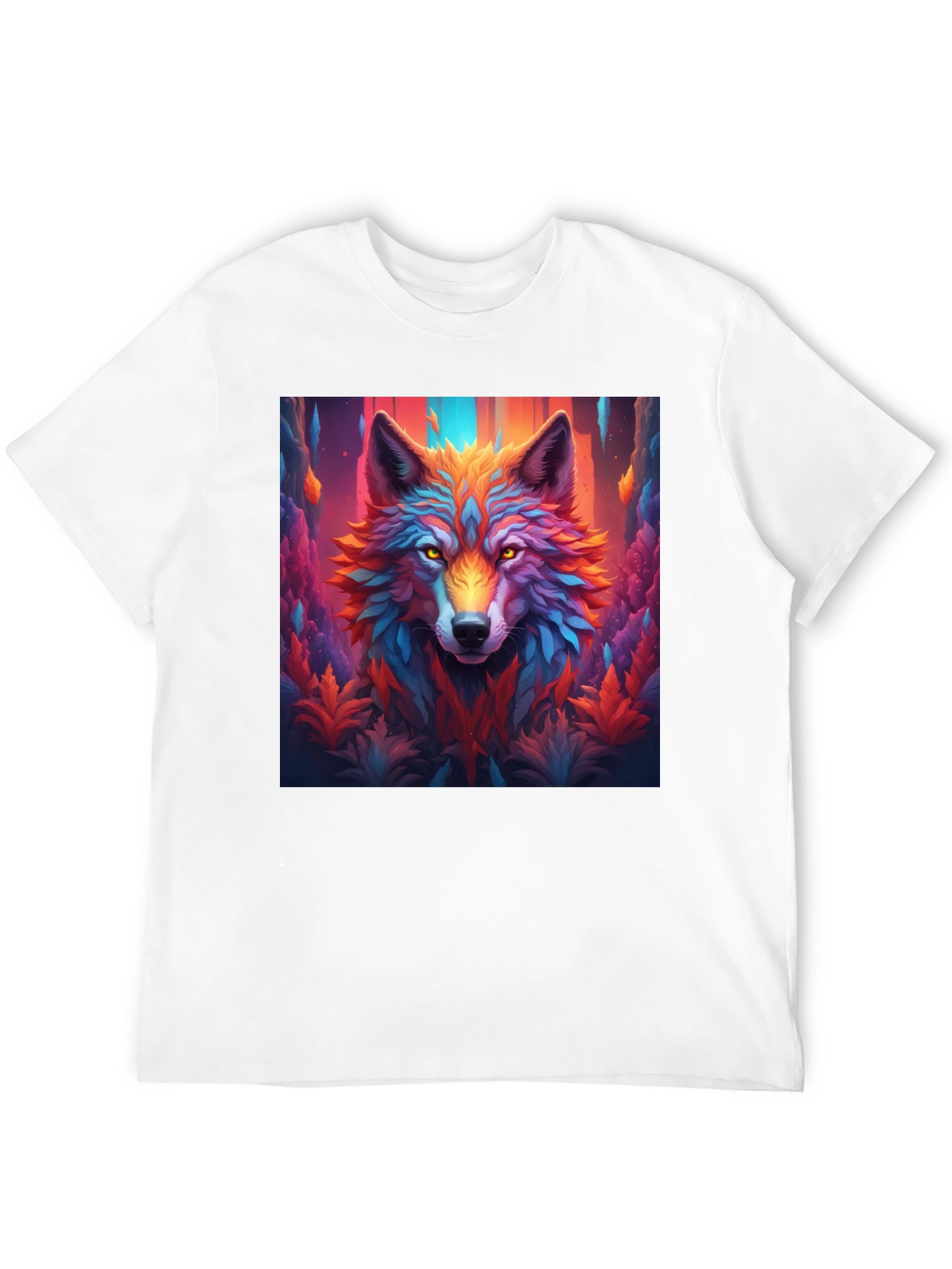 Vibrant Wolf Graphic Black T-Shirt - Eye-Catching Design