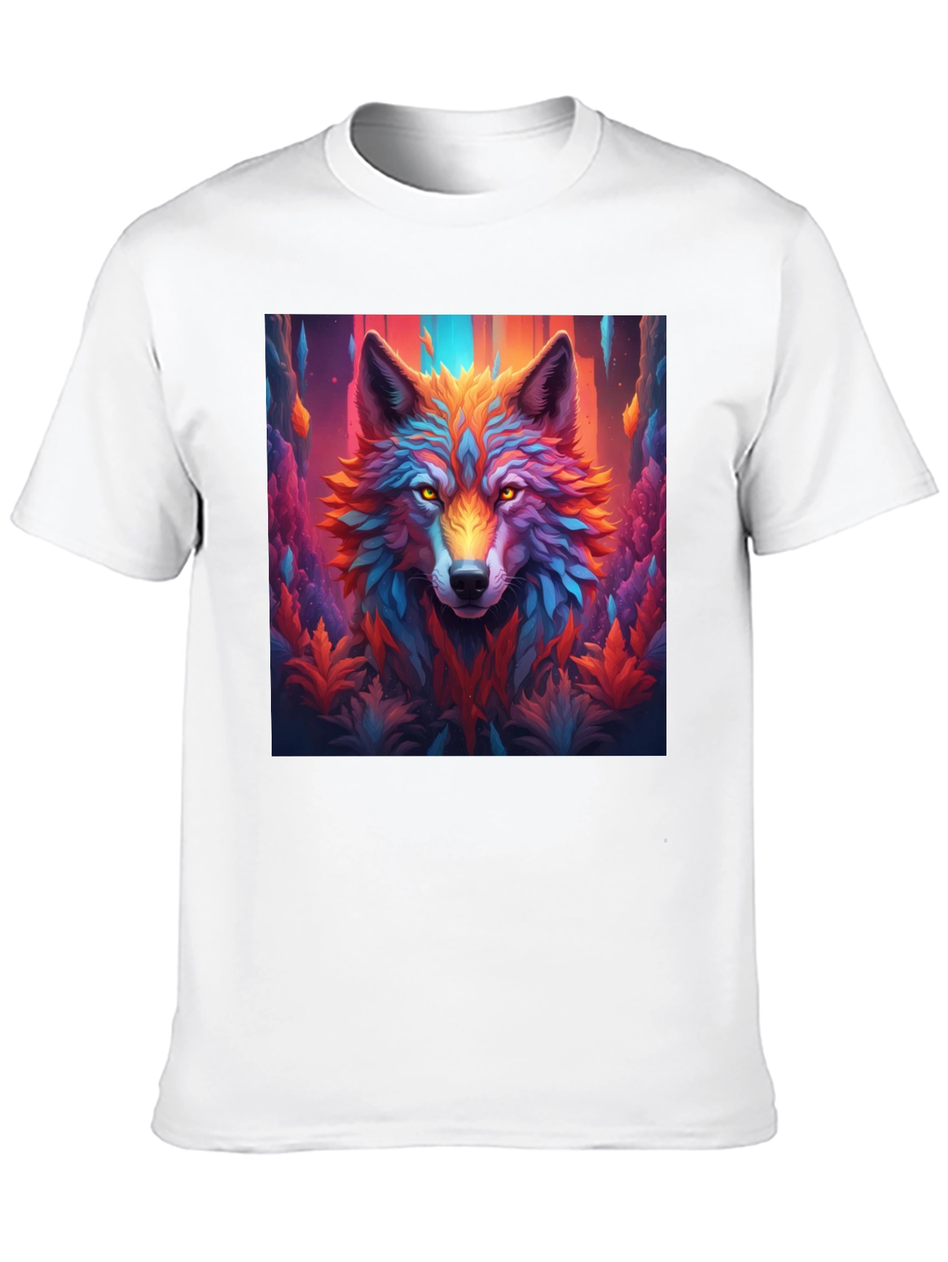 Vibrant Wolf Graphic Black T-Shirt - Eye-Catching Design