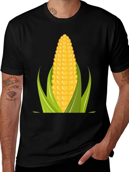 Corn Graphic T-Shirt - Black Cotton Tee