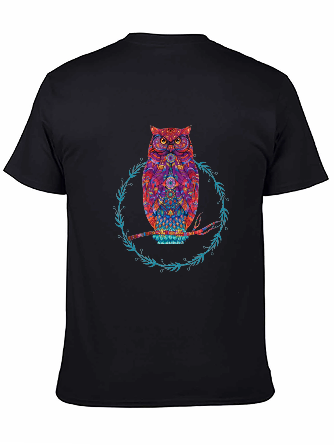 Owl Graphic Print Tee - Stylish Mens Black T-Shirt