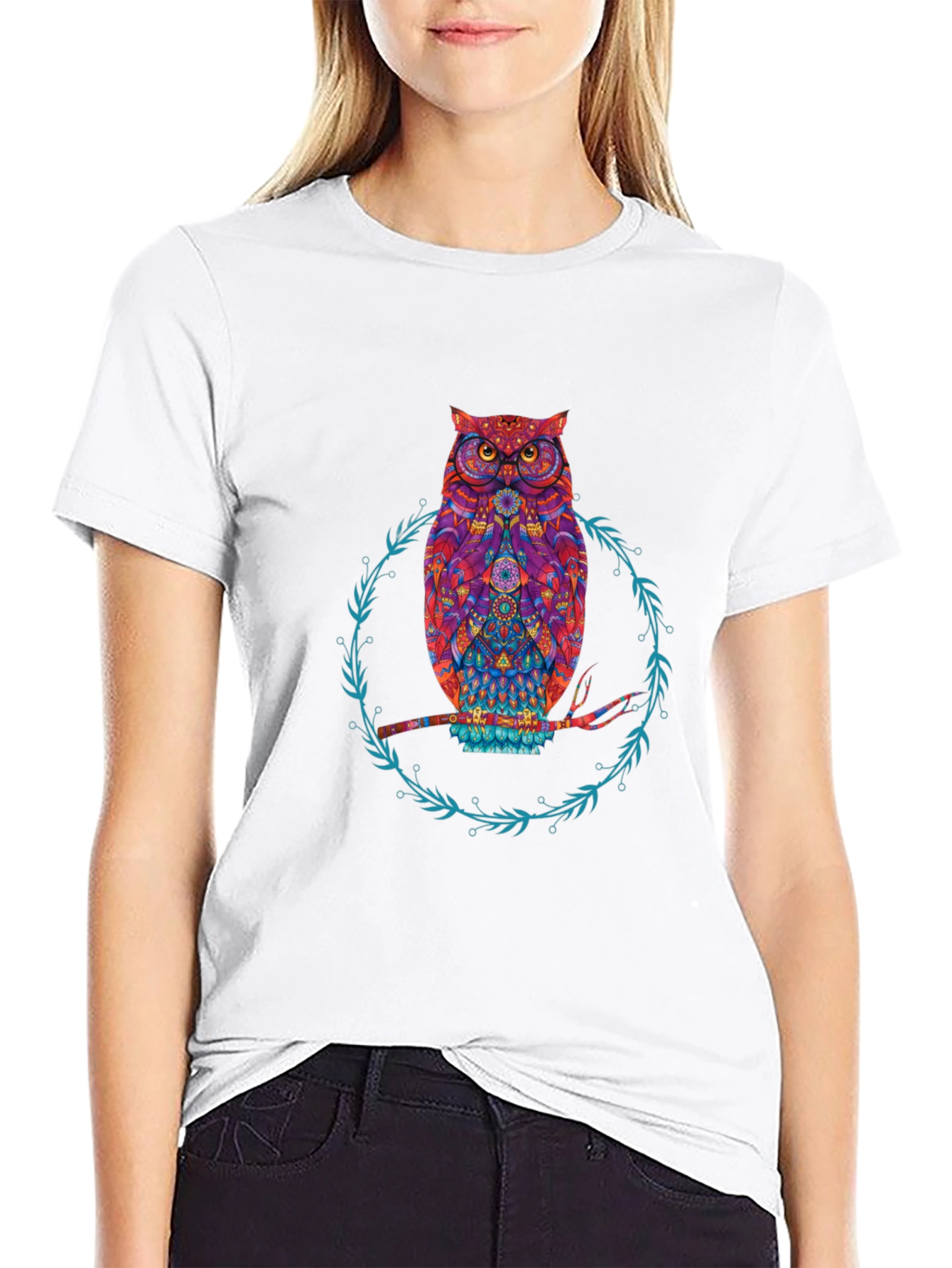 Owl Graphic Print Tee - Stylish Mens Black T-Shirt