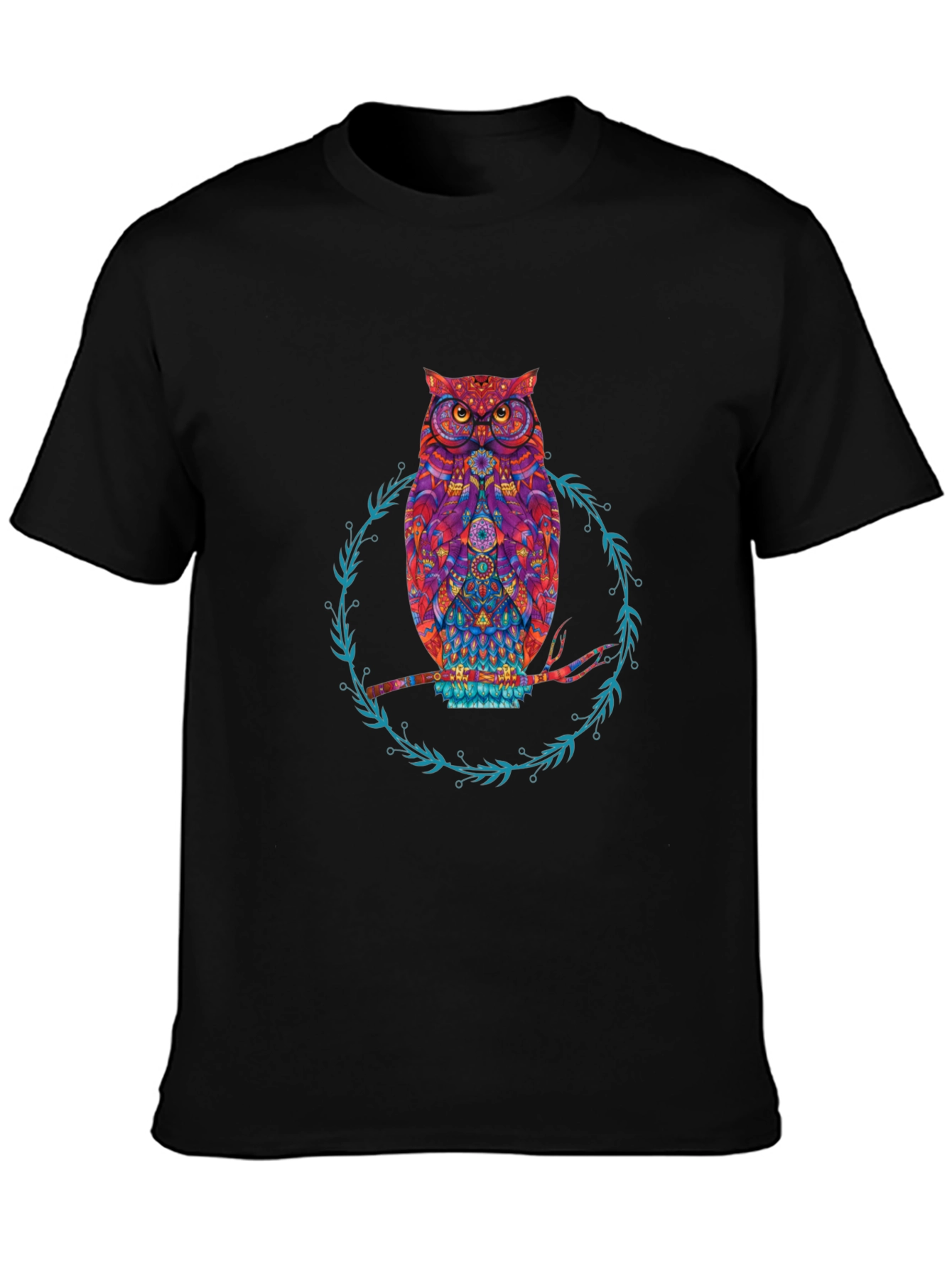 Owl Graphic Print Tee - Stylish Mens Black T-Shirt
