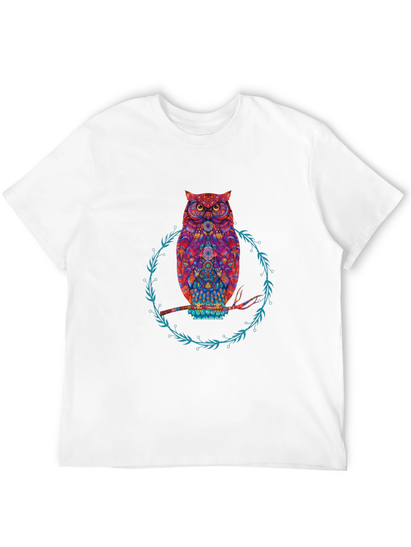 Owl Graphic Print Tee - Stylish Mens Black T-Shirt