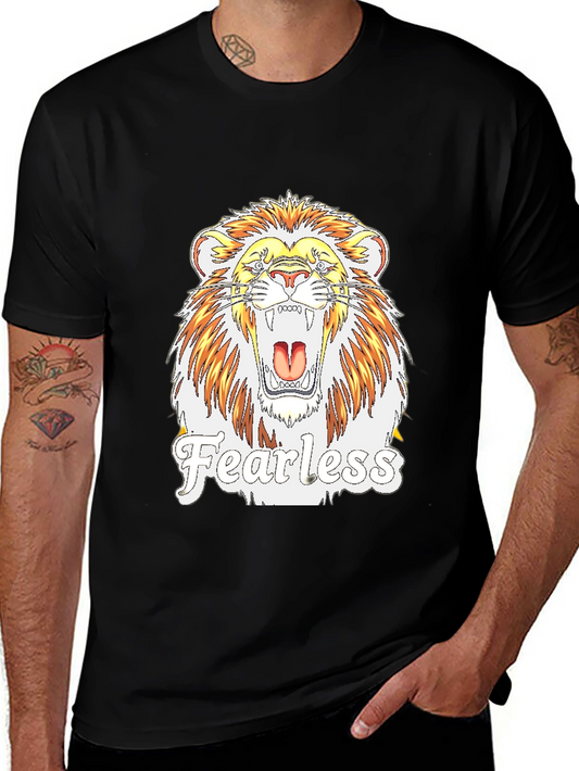Fearless Lion Graphic Print T-Shirt