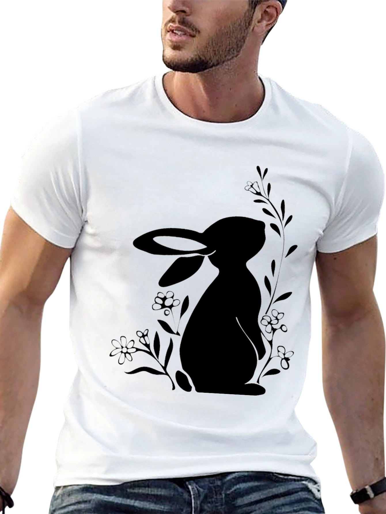 Black Bunny Silhouette Graphic Tee