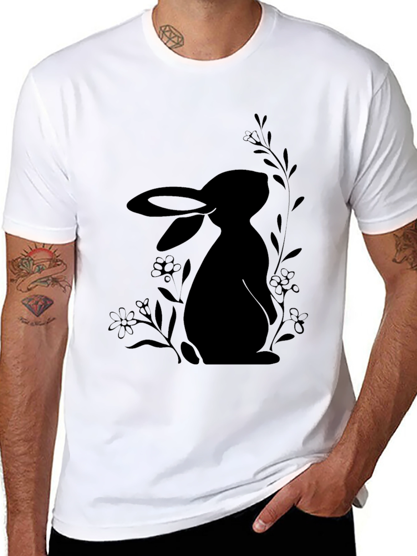 Black Bunny Silhouette Graphic Tee