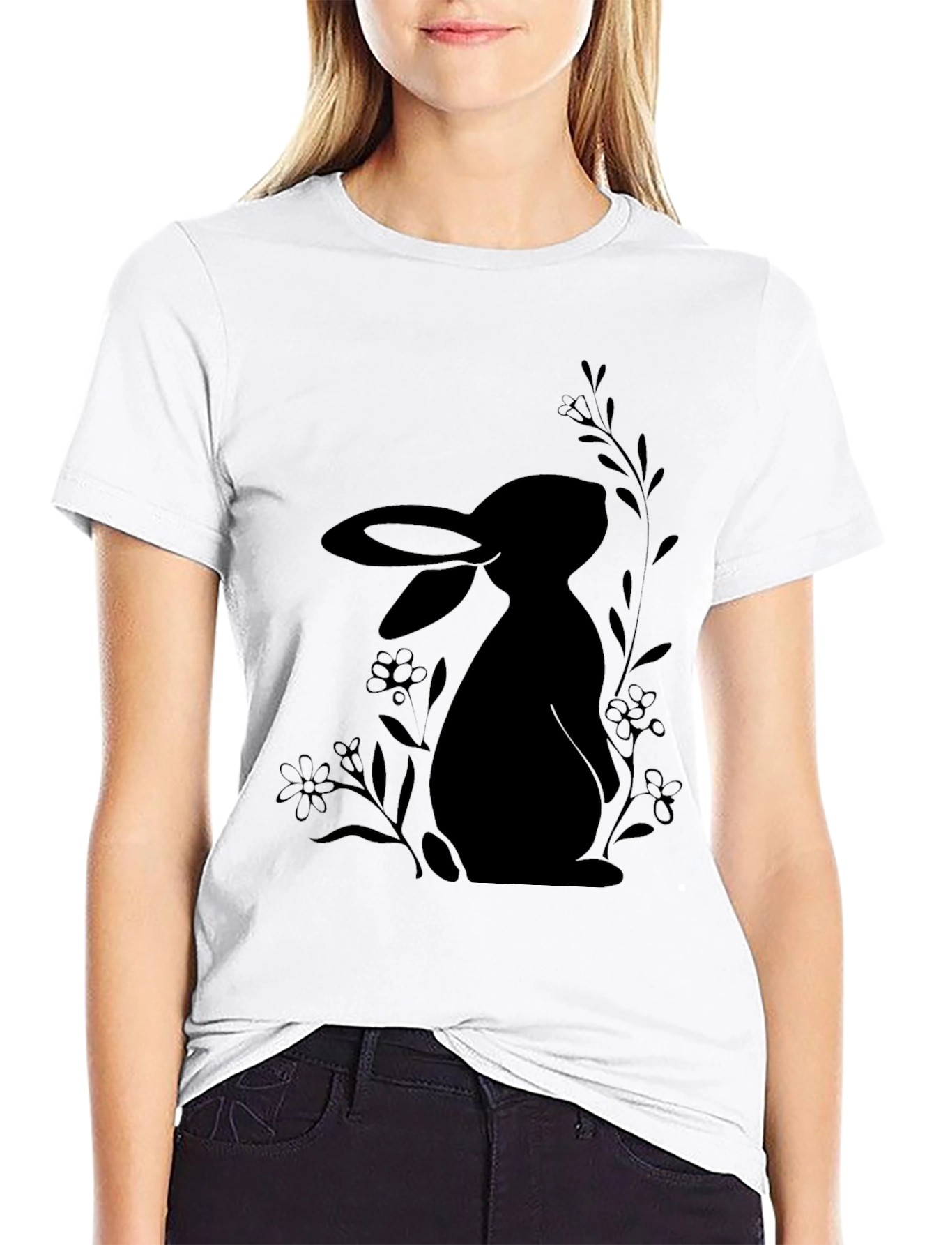 Black Bunny Silhouette Graphic Tee