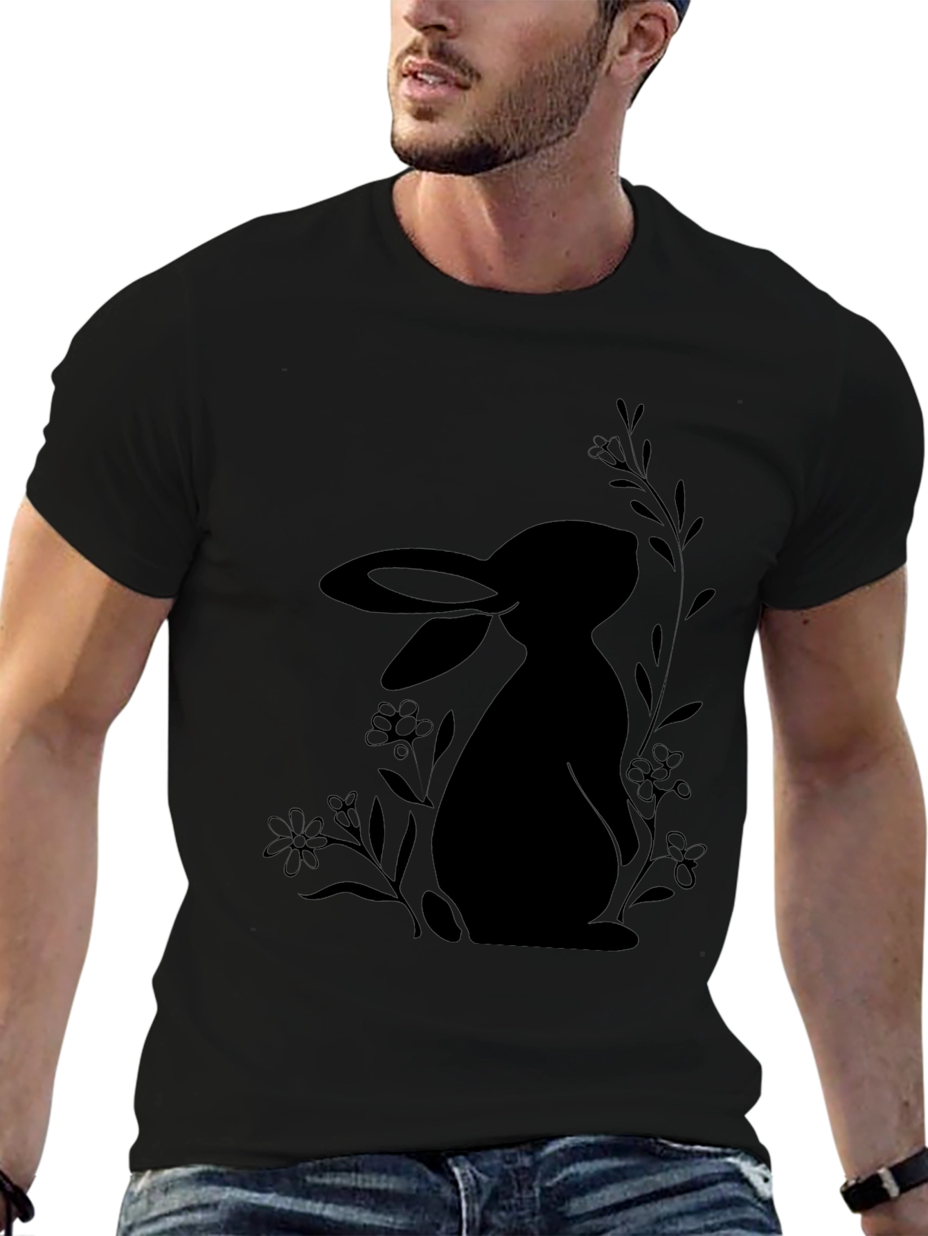 Black Bunny Silhouette Graphic Tee