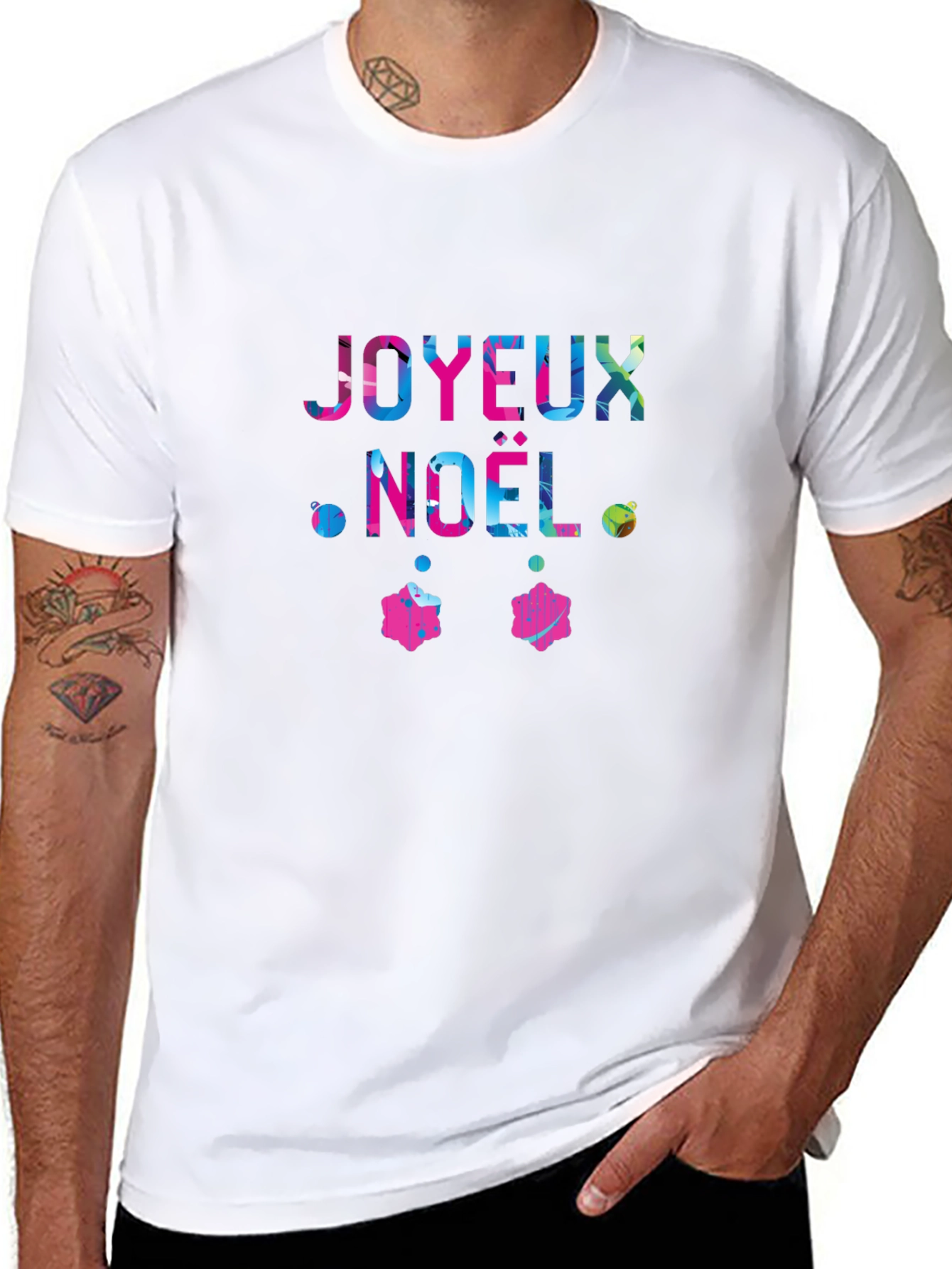 Joyeux Noel Graphic Tee - Festive Holiday Shirt