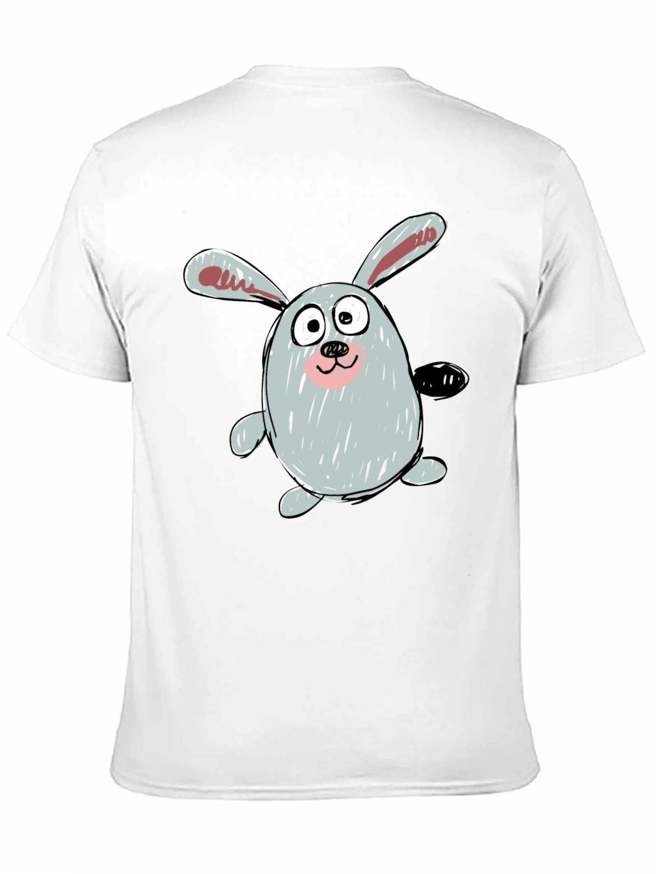 Cartoon Bunny Graphic Tee - Casual Black T-Shirt