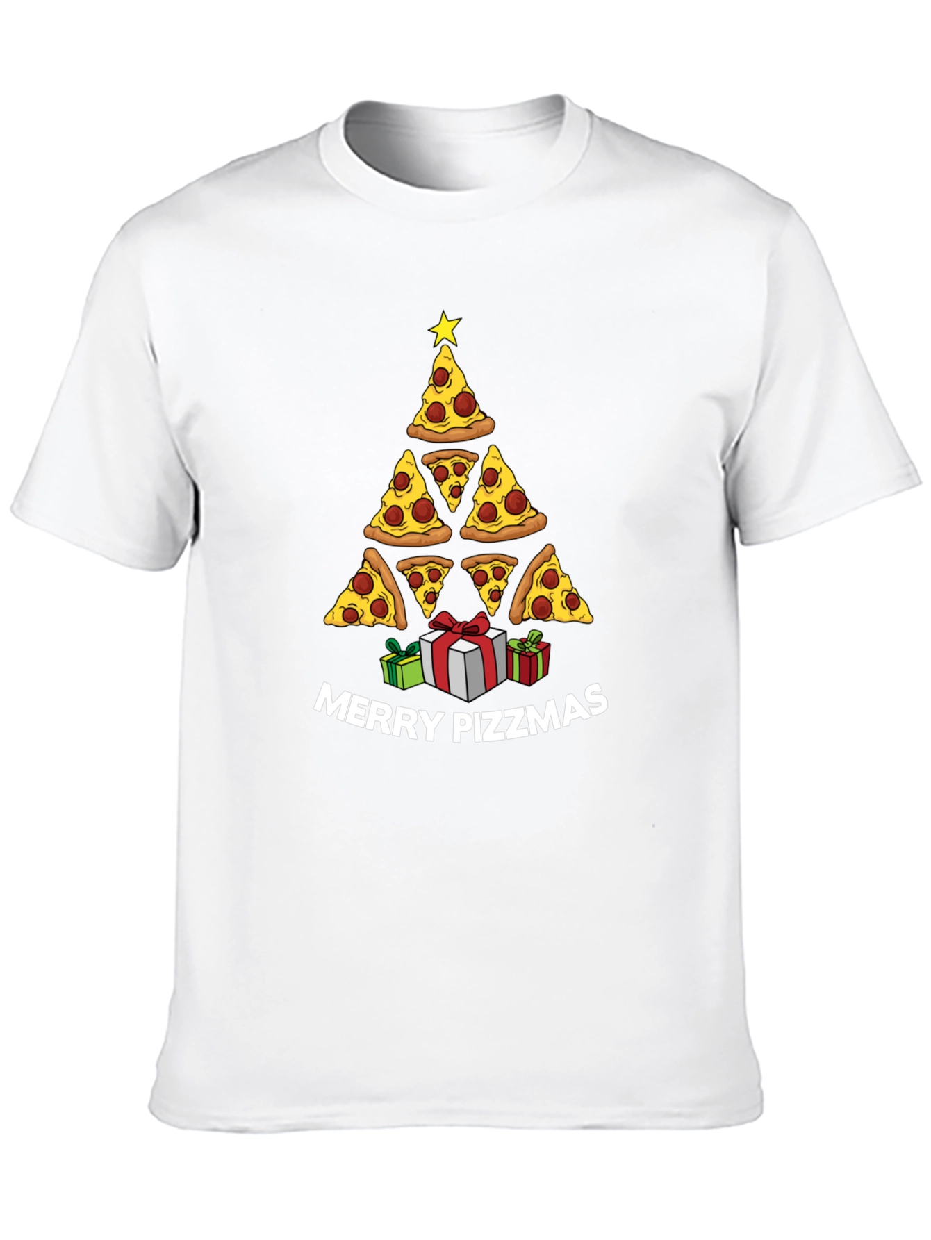 Merry Pizzmas T-Shirt: Pizza Christmas Tree Tee