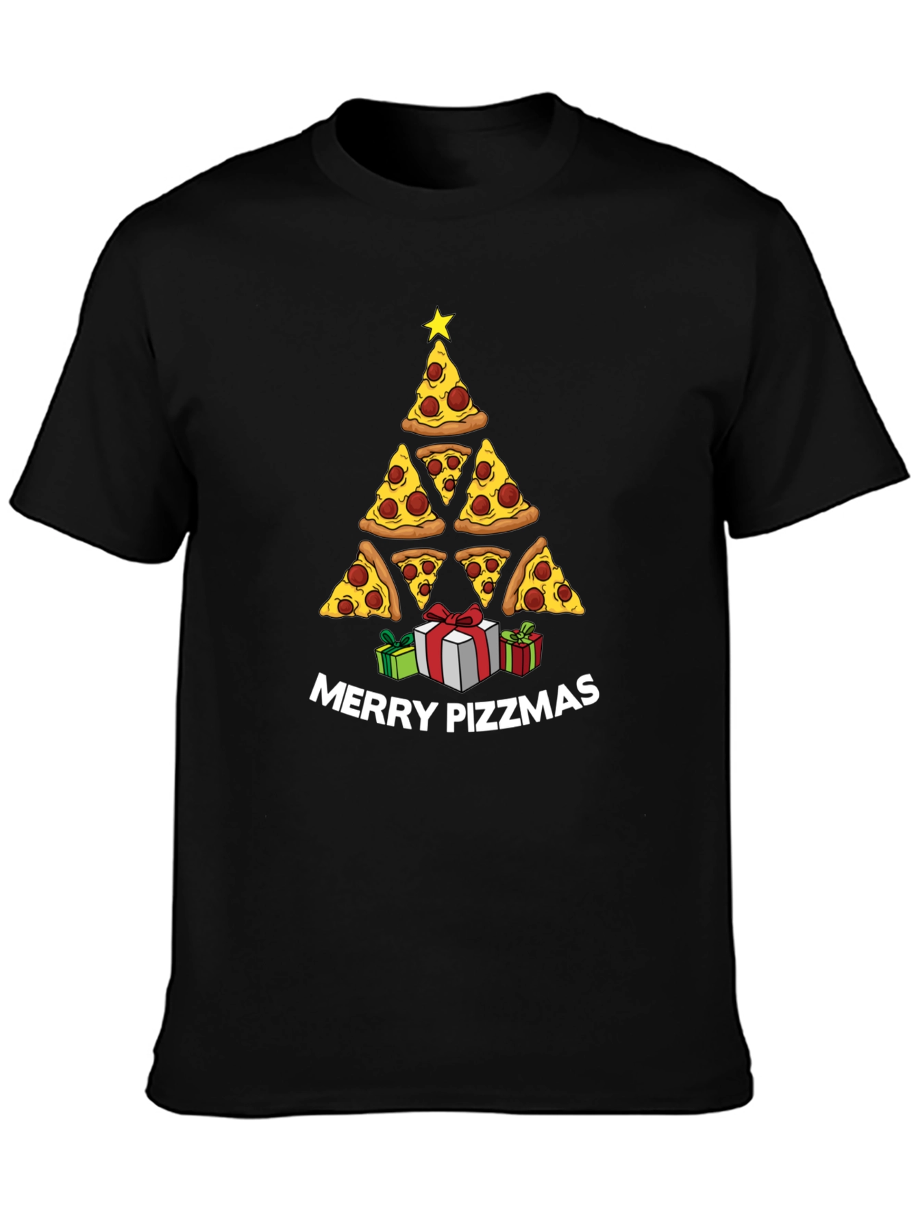 Merry Pizzmas T-Shirt: Pizza Christmas Tree Tee