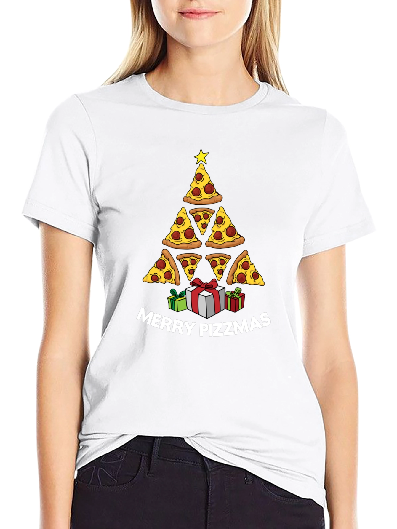 Merry Pizzmas T-Shirt: Pizza Christmas Tree Tee