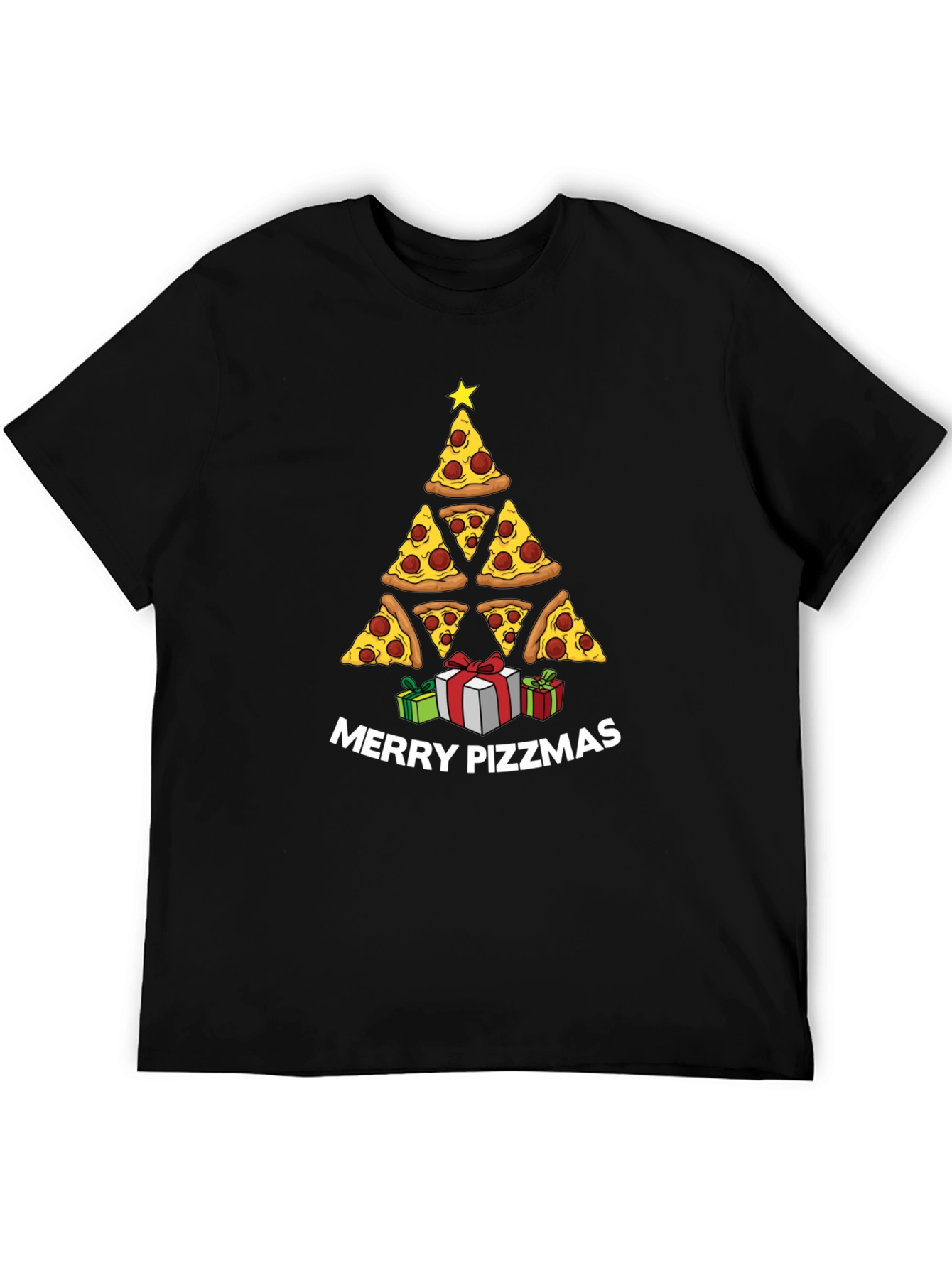 Merry Pizzmas T-Shirt: Pizza Christmas Tree Tee