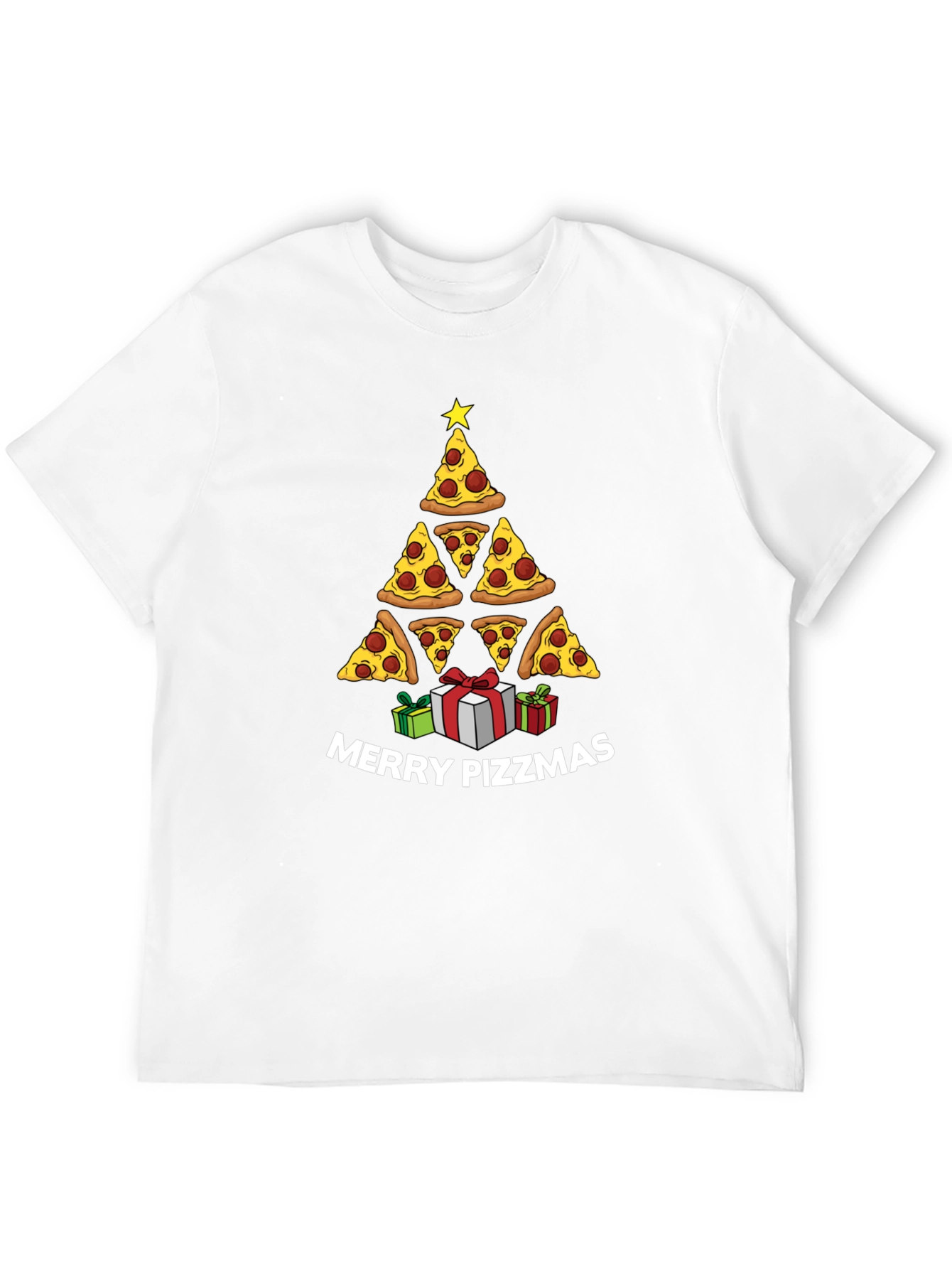 Merry Pizzmas T-Shirt: Pizza Christmas Tree Tee