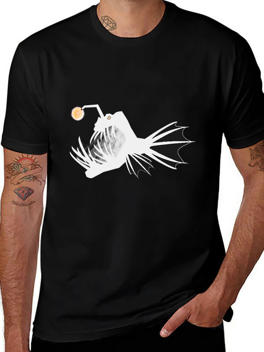 Anglerfish Graphic Tee - Black Cotton T-Shirt